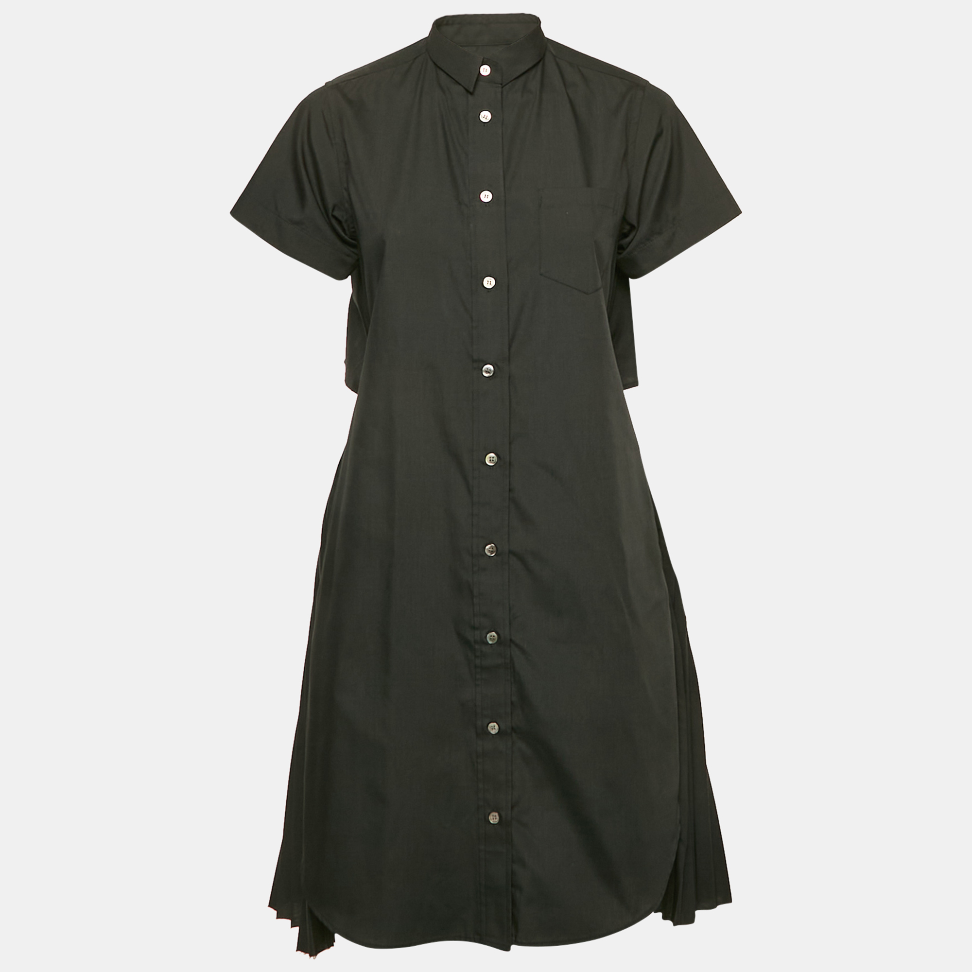 

Sacai Black Cotton Blend Pleated Back Cut-Out Short Dress S