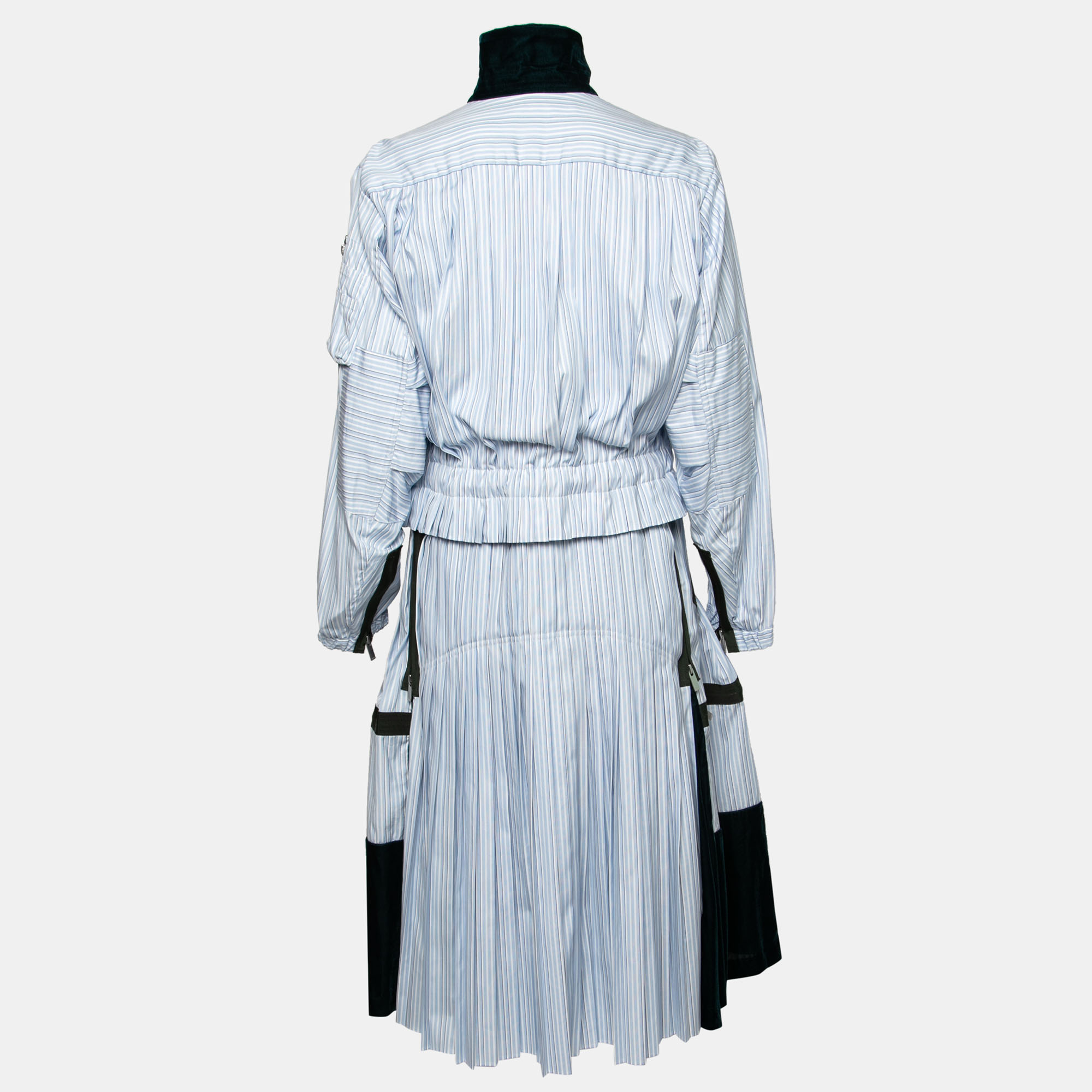 

Sacai Blue Striped Cotton Zip-Detail Shirt Dress