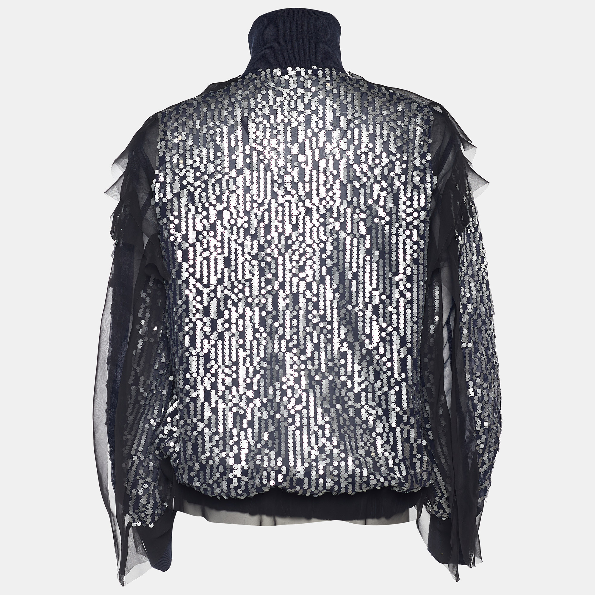 

Sacai Navy Blue Sequined Bomber Jacket