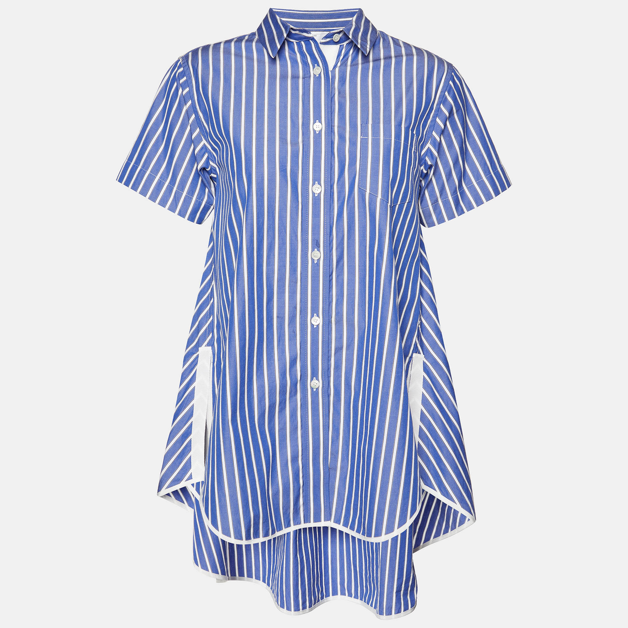 

Sacai Blue Striped Cotton Poplin Flared Shirt S