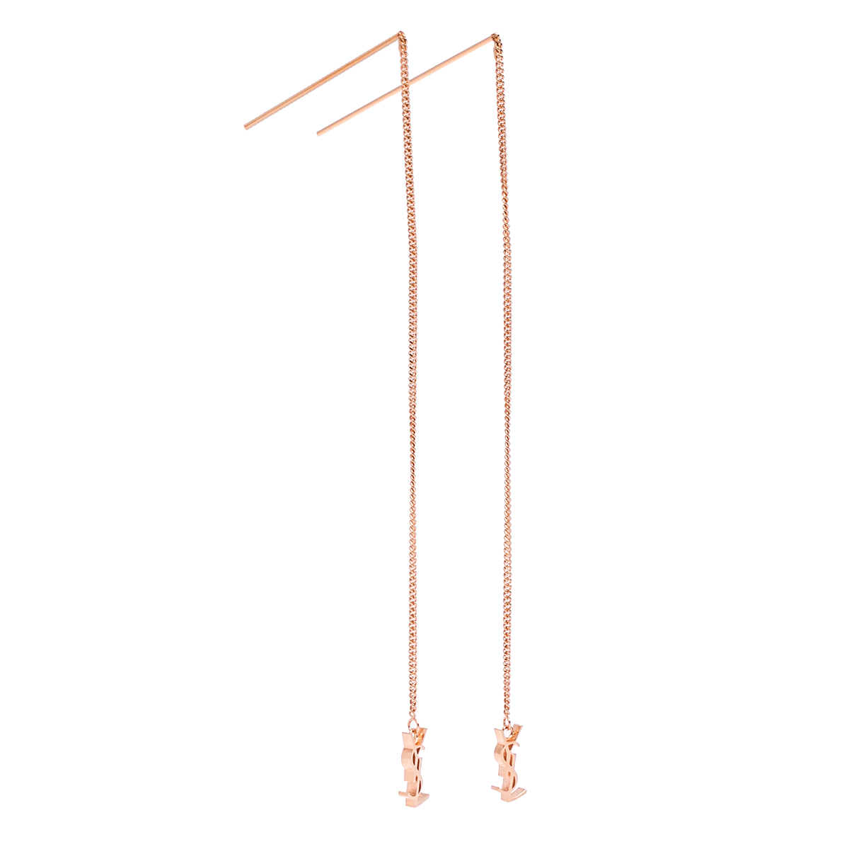 

Saint Laurent Opyum Rose Gold Tone Long Threader Earrings, Pink