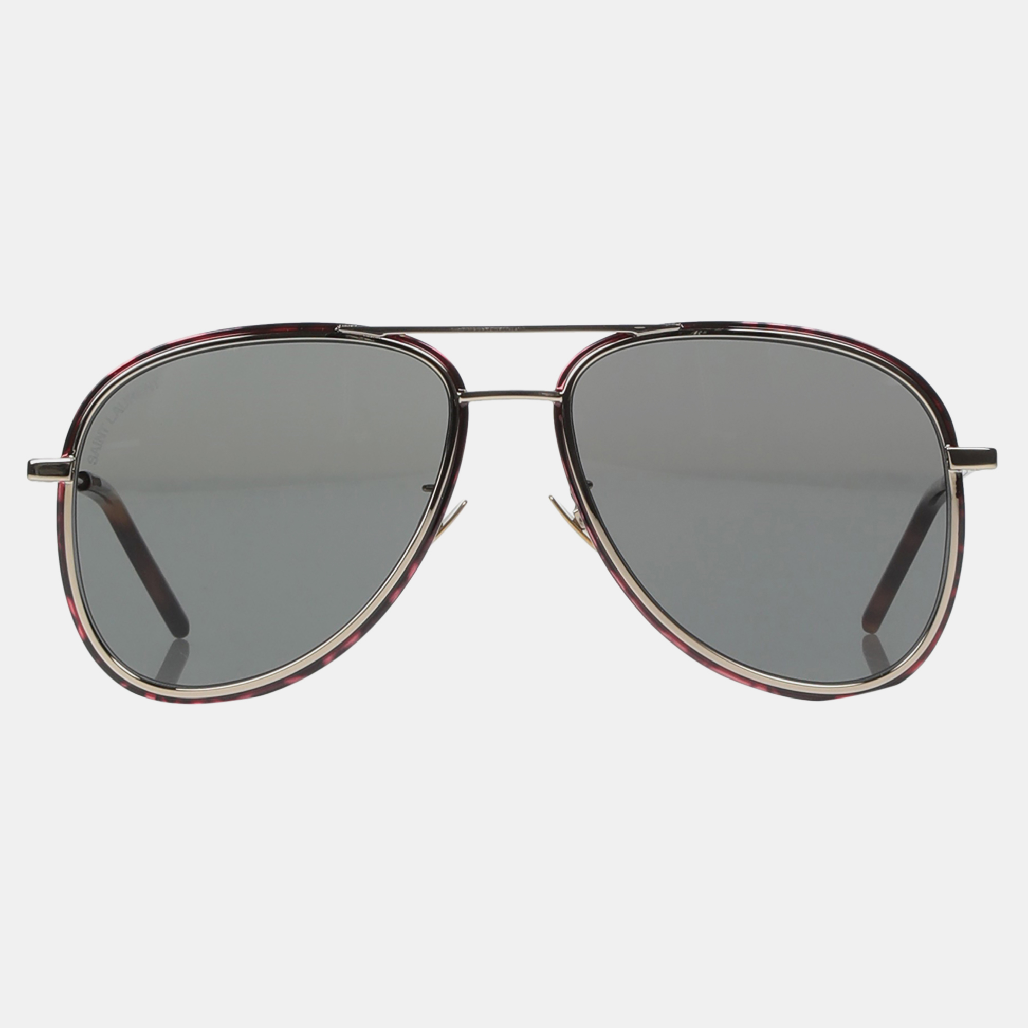 Pre-owned Saint Laurent Metal Sunglasses 61 In Grey