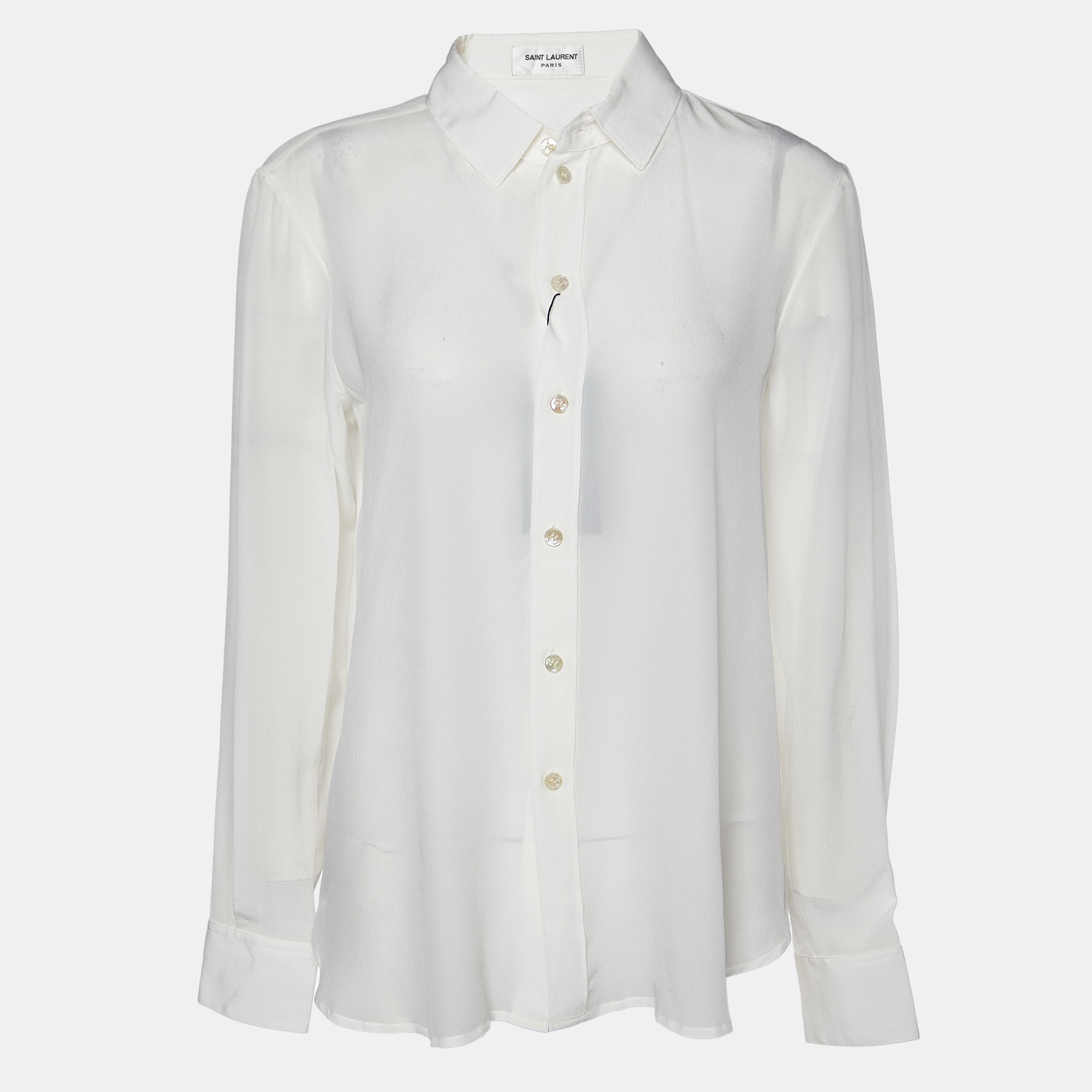 

Saint Laurent Paris White Silk Buttoned Front Shirt L