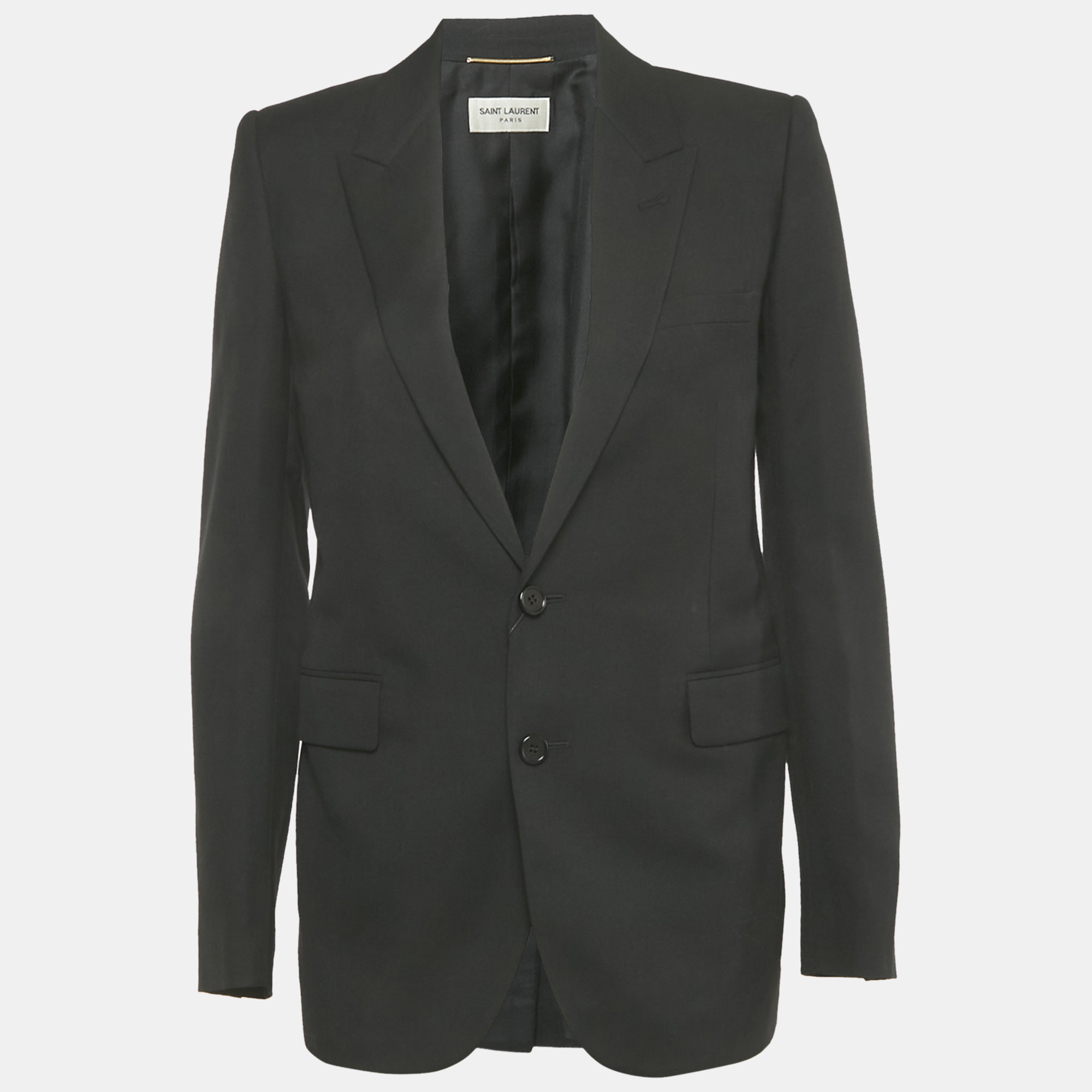 Pre-owned Saint Laurent Black Gabardine Tailored Blazer S
