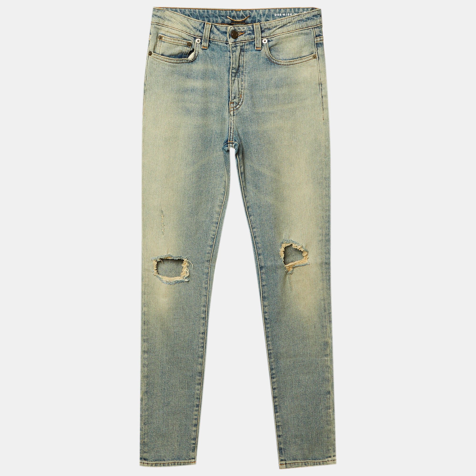Pre-owned Saint Laurent Pale Blue Denim D05 Skinny Jeans S/waist 28"