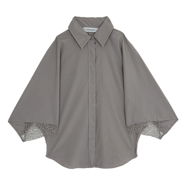 Pre Owned Saint Laurent Paris Poncho Crochet Back Shirt S