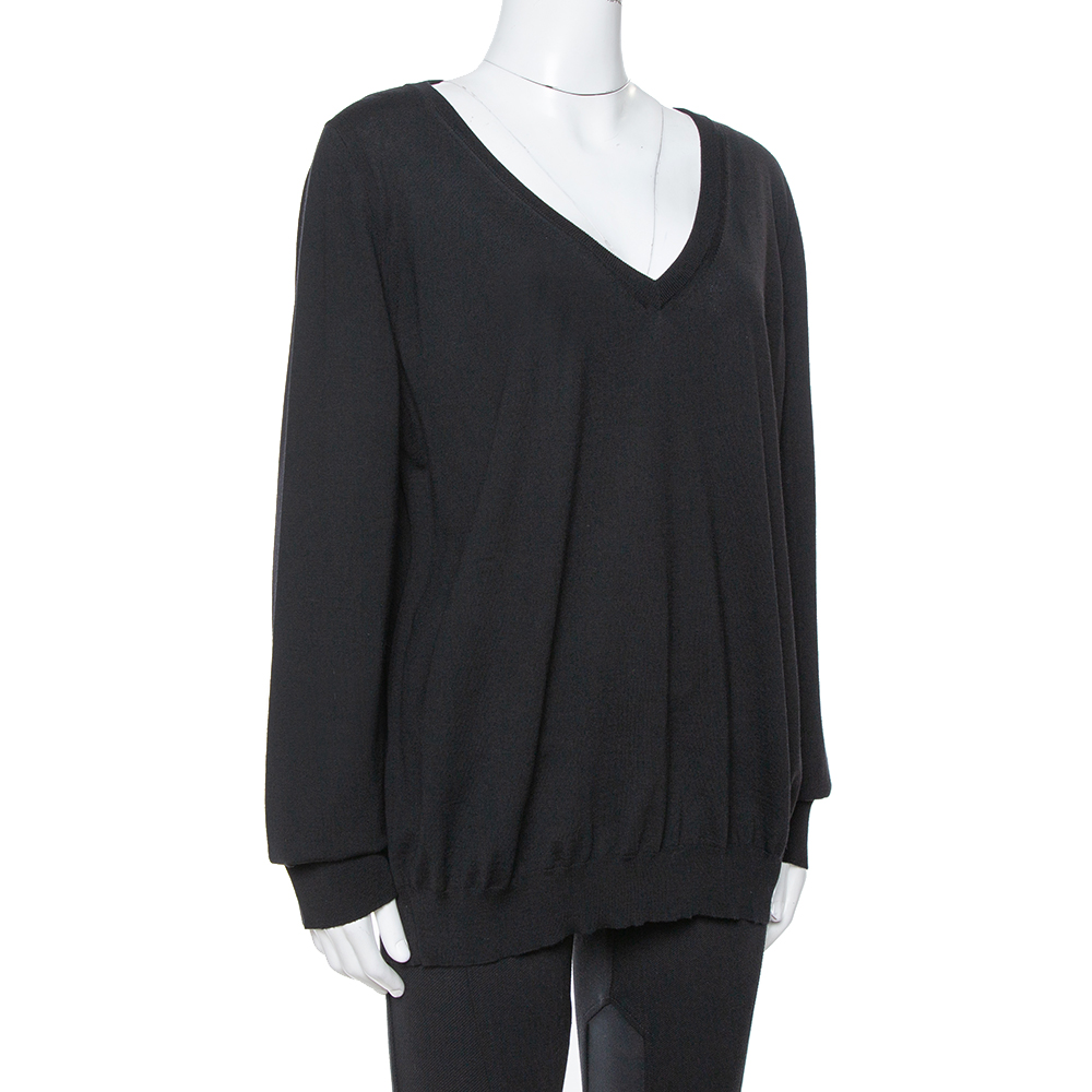 

Saint Laurent Paris Black Wool V-Neck Sweater