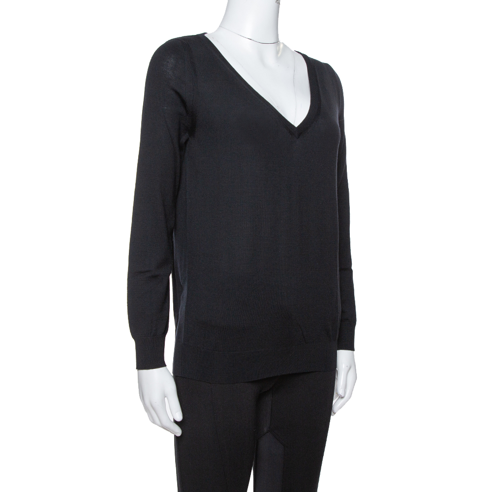 

Saint Laurent Paris Black Wool V-Neck Sweater