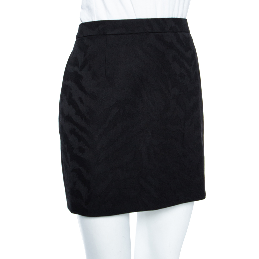 

Saint Laurent Black Jacquard Wool Mini Skirt