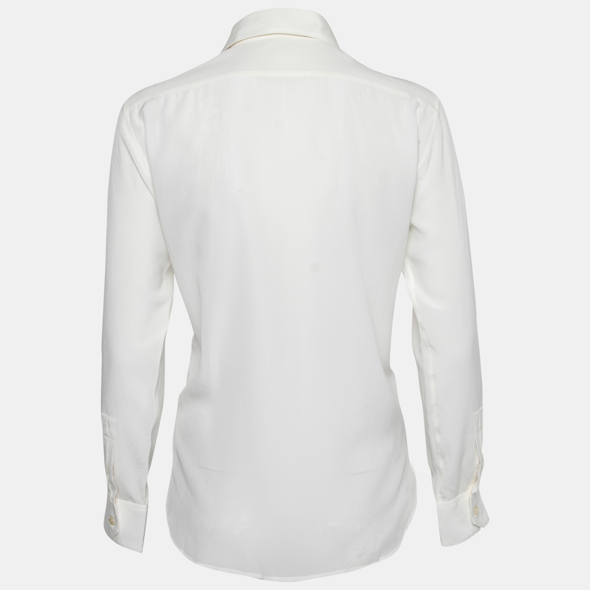 

Saint Laurent Pearl White Crepe de Chine Silk Shirt