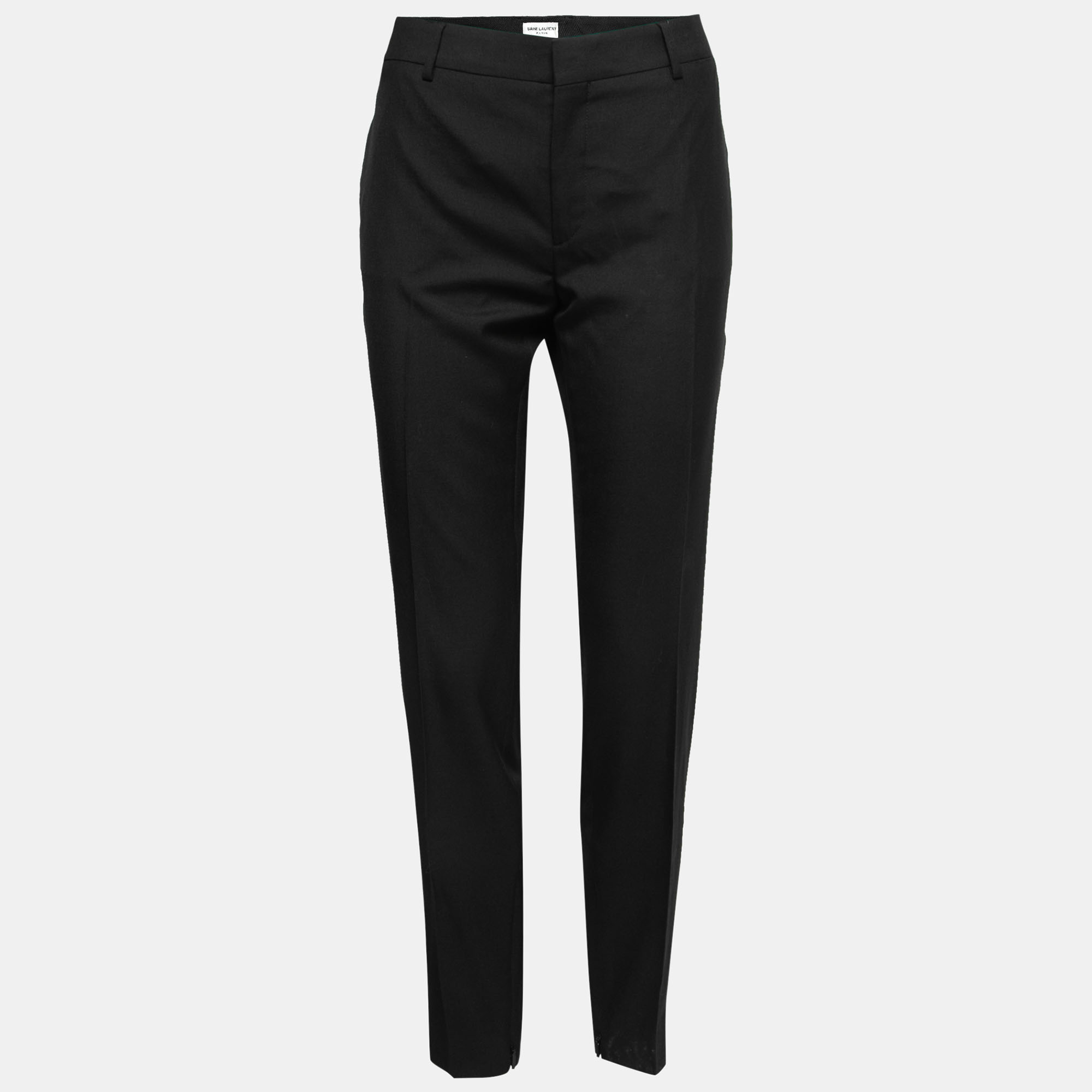 Pre-owned Saint Laurent Black Wool Trousers L