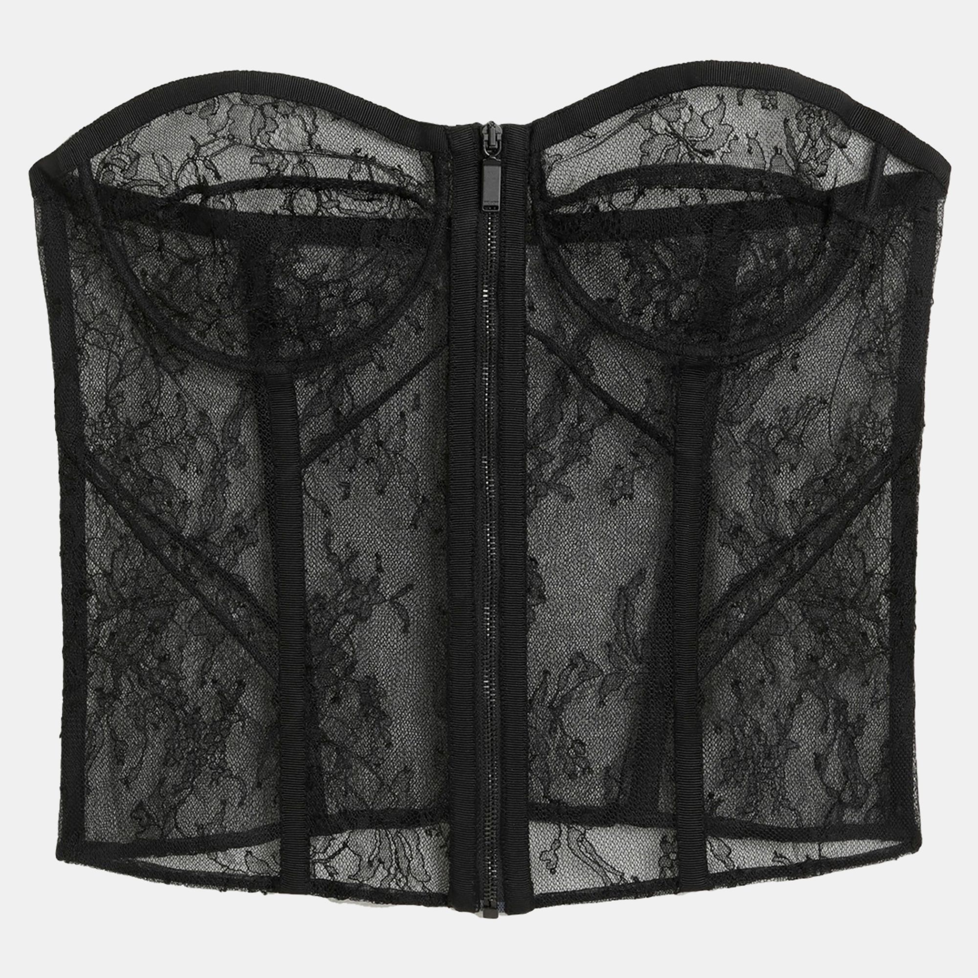 

Saint Laurent Paris Black Lace Strapless Corset  (FR 40