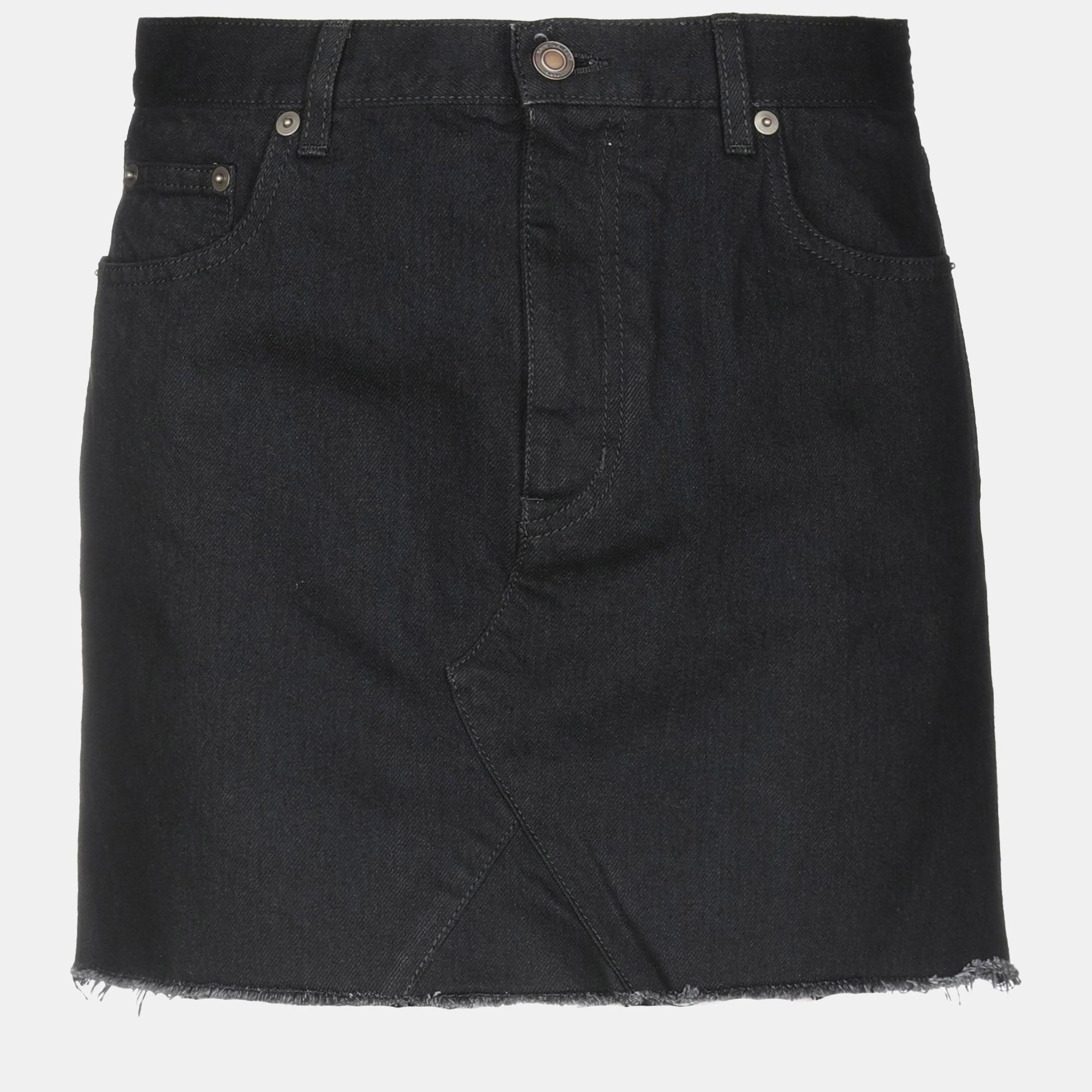 Pre-owned Saint Laurent Cotton Denim Skirt 27 In Black