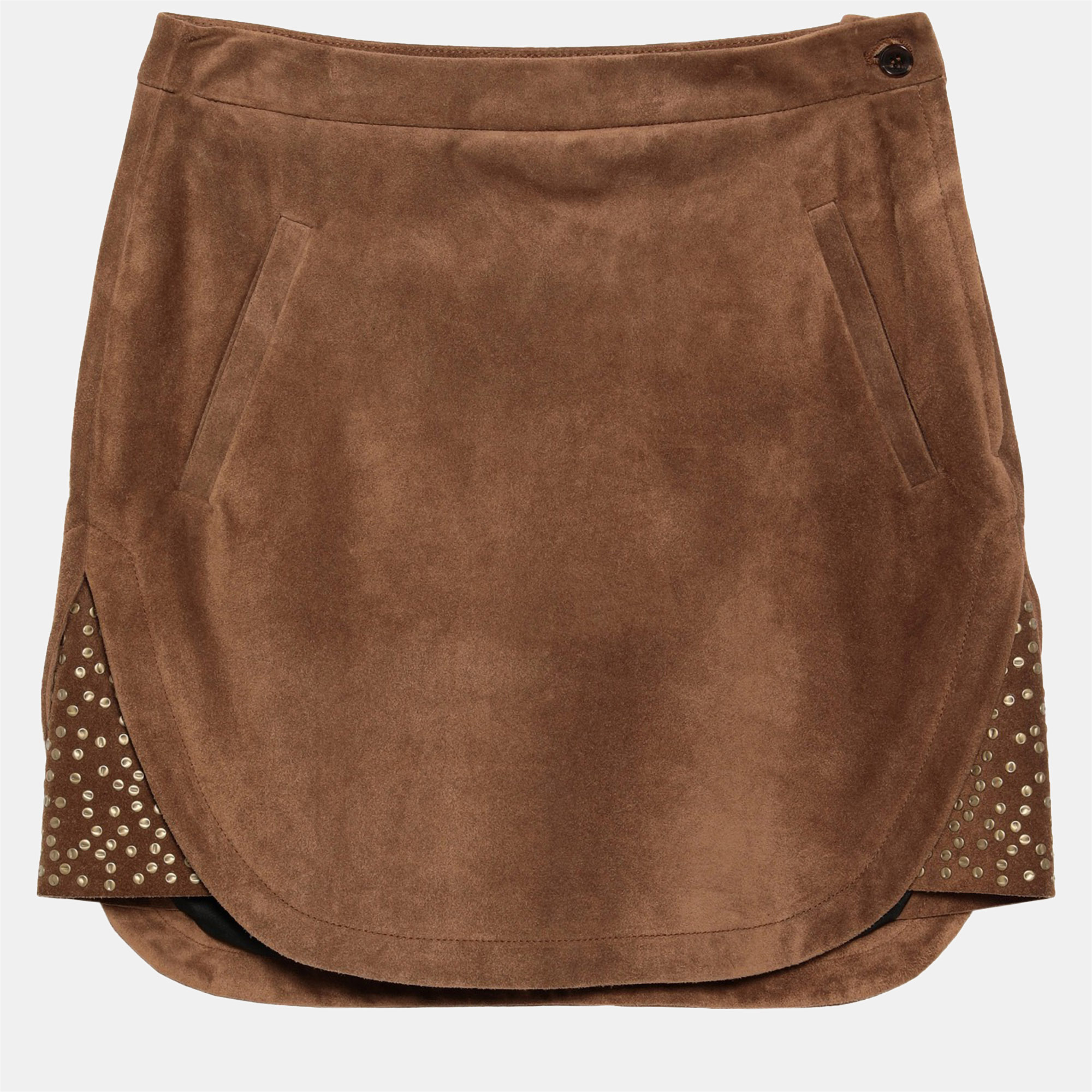 

Saint Laurent Calf Mini Skirt 38, Brown
