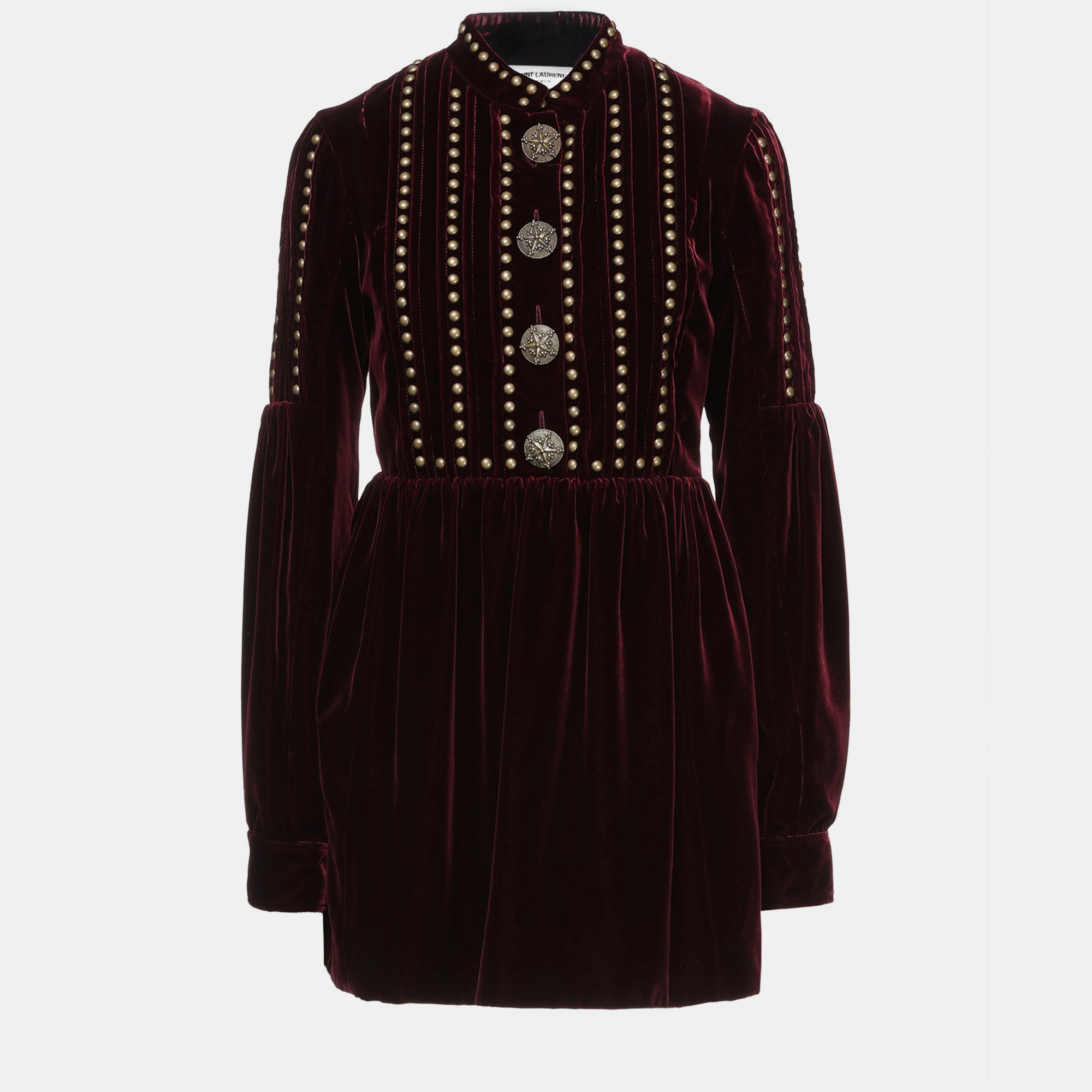 

Saint Laurent Viscose Mini dress 38, Burgundy