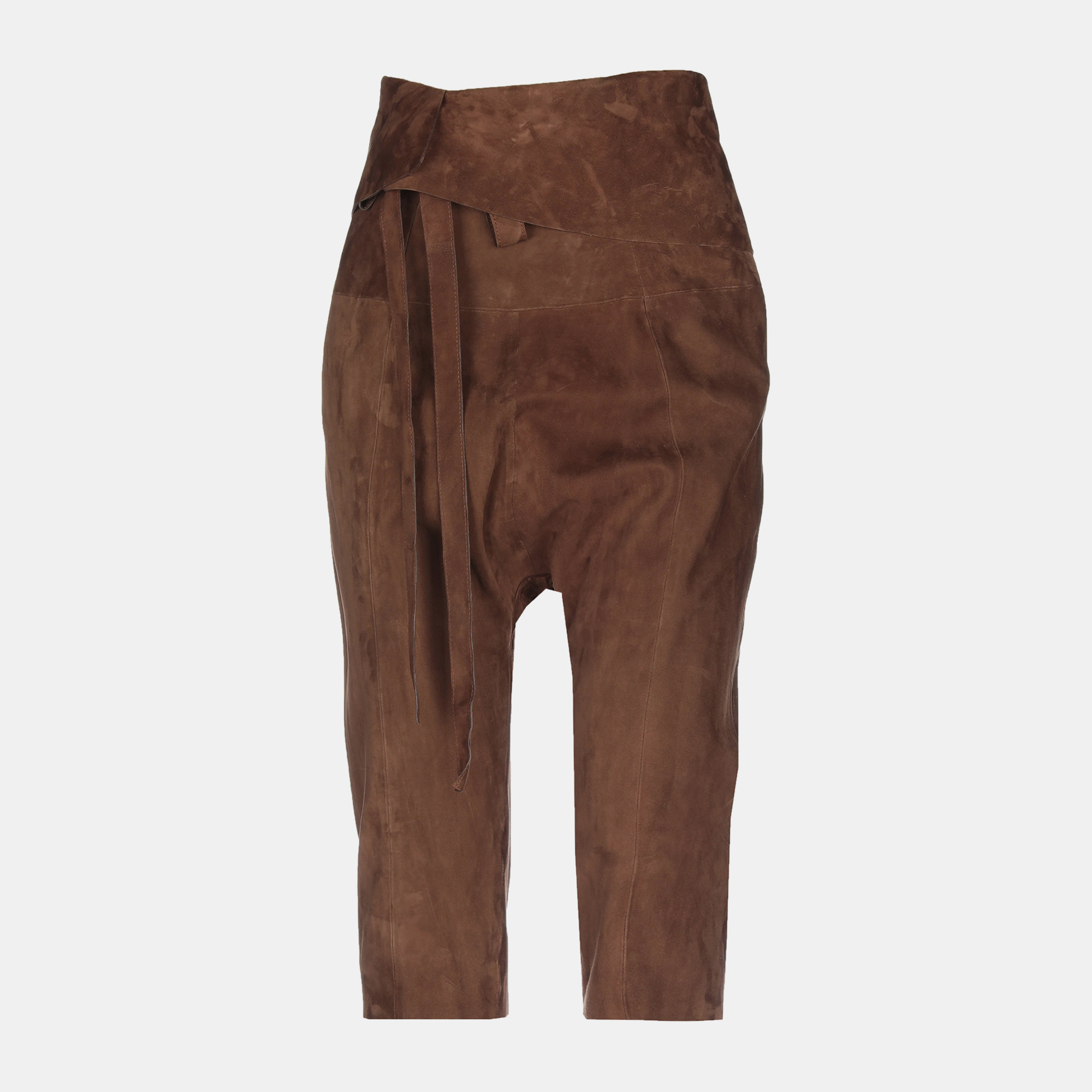 Pre-owned Saint Laurent Lambskin Cropped Pants 40 In Brown
