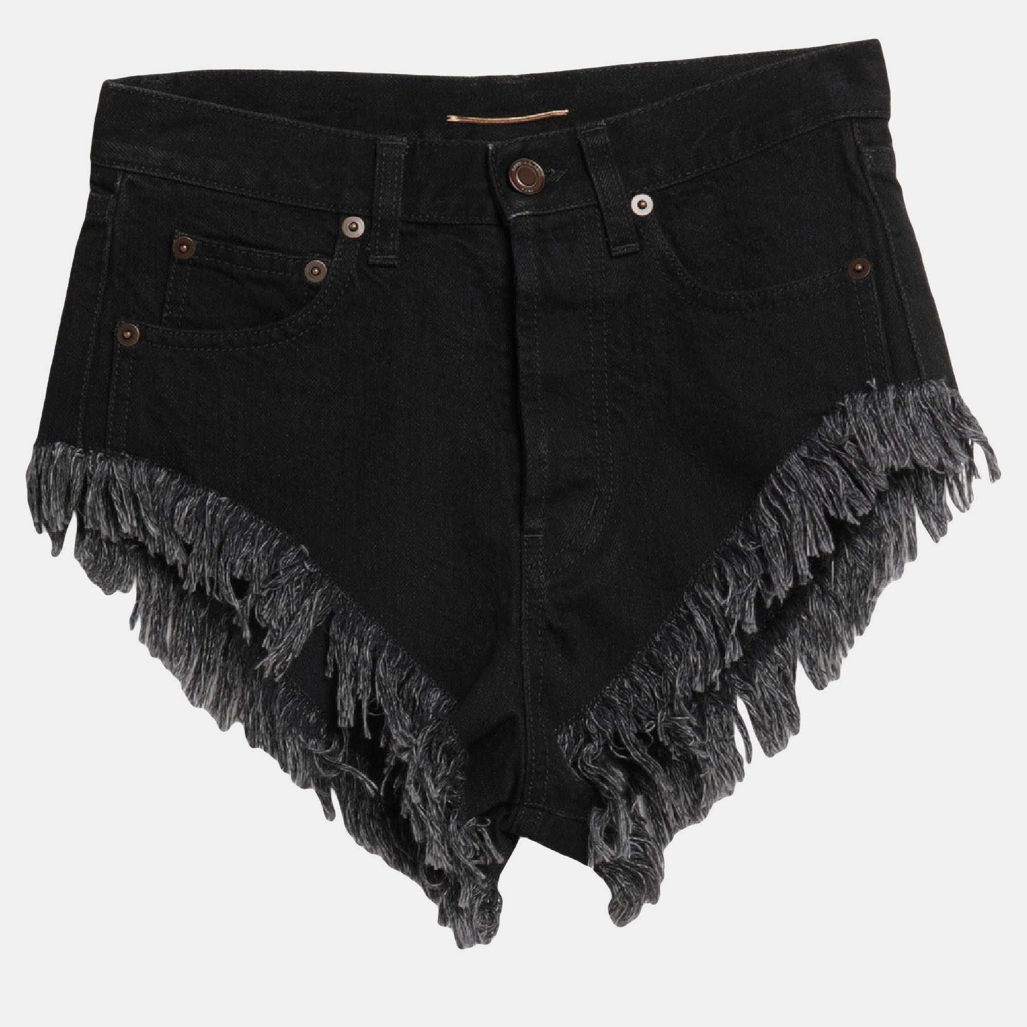 Pre-owned Saint Laurent Cotton Denim Shorts 27 In Black