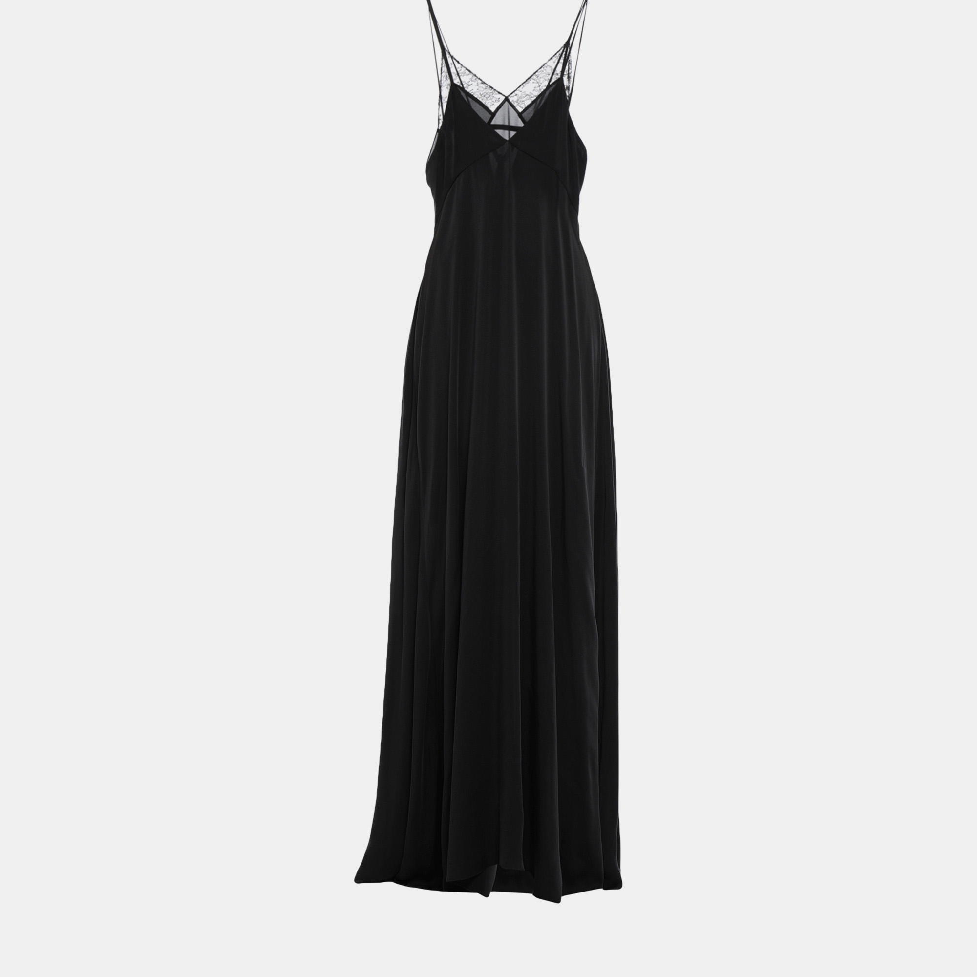 Pre-owned Saint Laurent Silk Maxi Dress 36 In Black