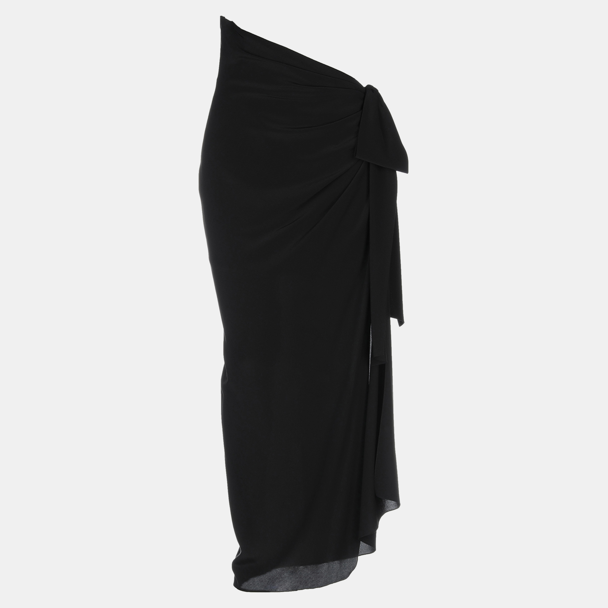 Pre-owned Saint Laurent Silk Maxi Skirt 38 In Black