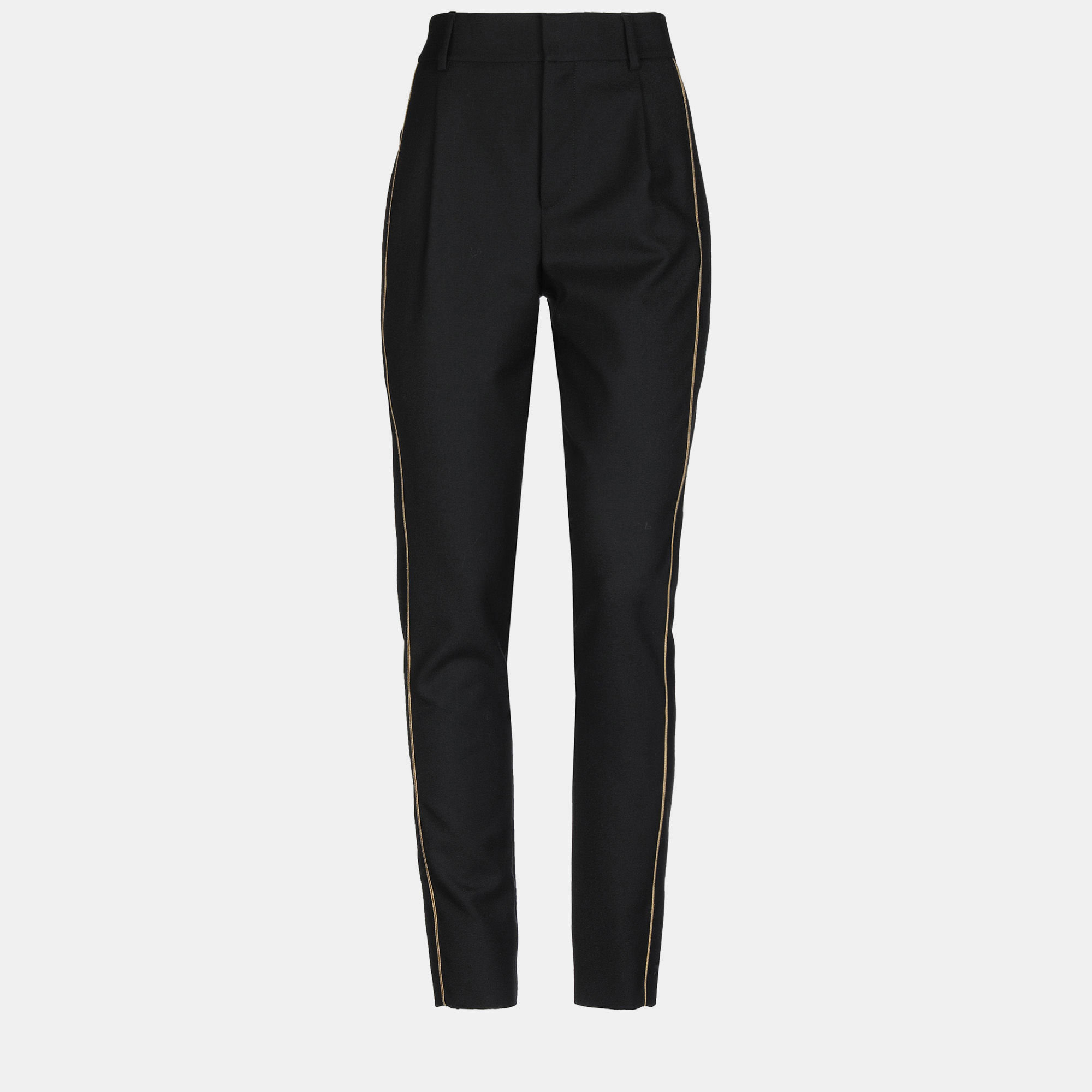 

Saint Laurent Black Wool Tapered Pants  (FR 42