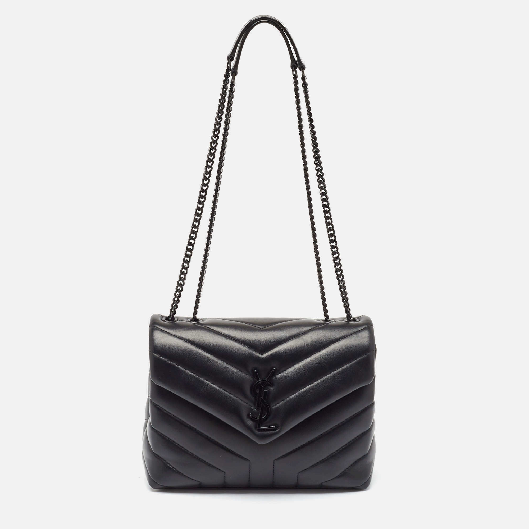 

Saint Laurent Black Leather Small Loulou Shoulder Bag