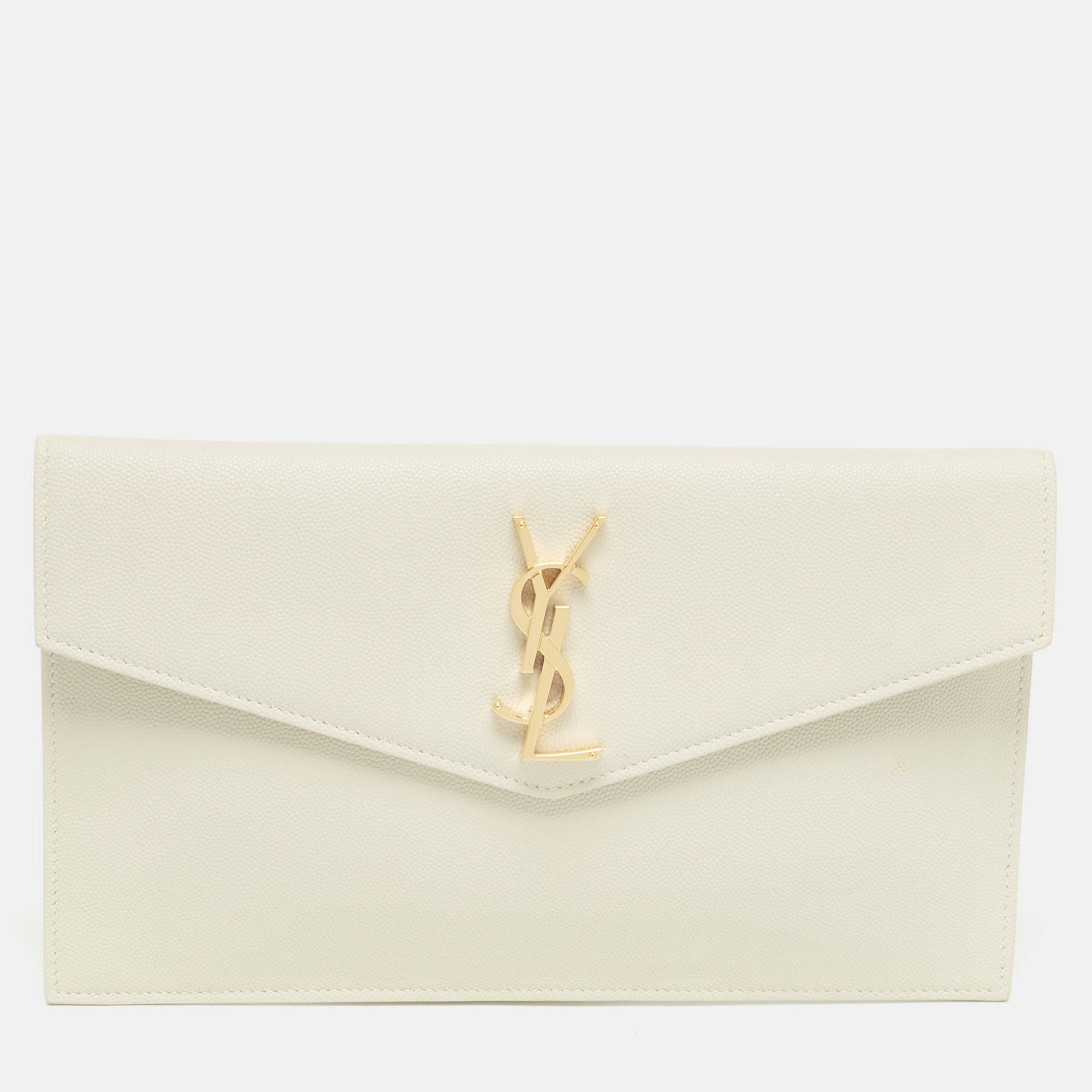 

Saint Laurent Off White Leather Uptown Pouch