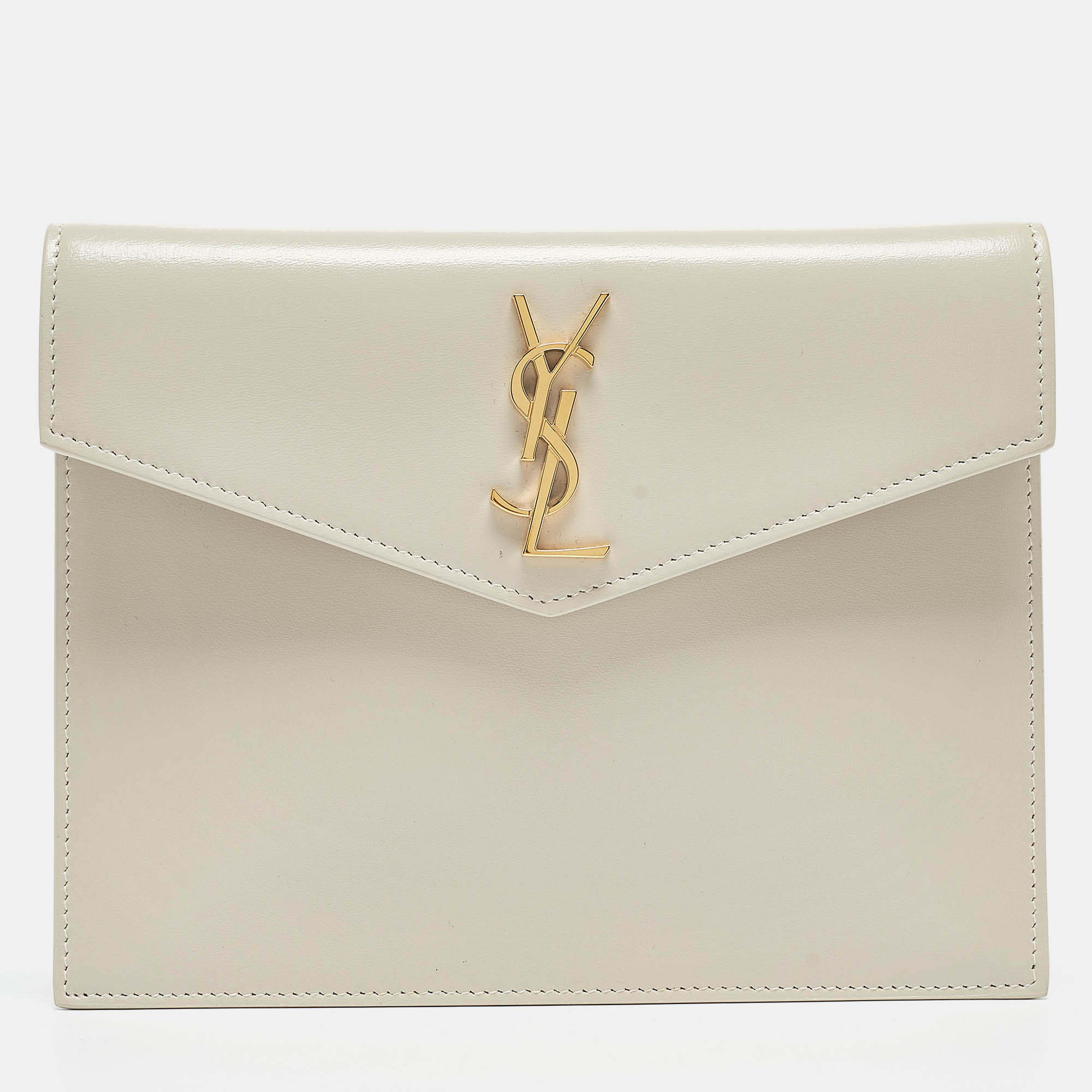 

Saint Laurent Off White Leather  Pouch