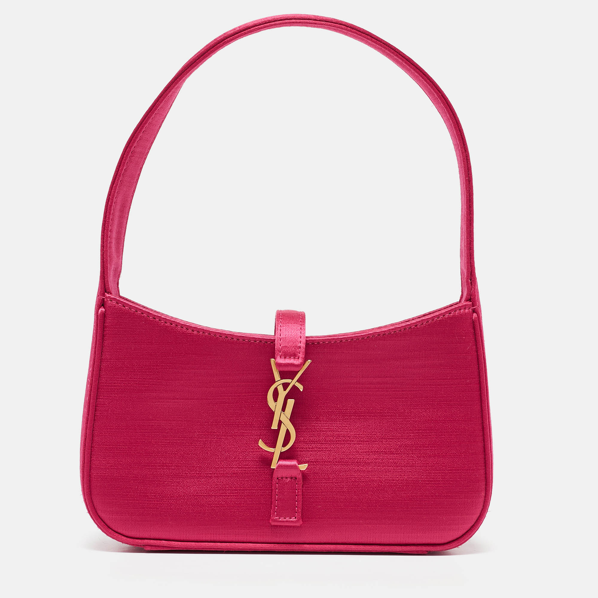 

Saint Laurent Fuchsia Satin Mini LE 5 À 7 Pochette Bag, Pink