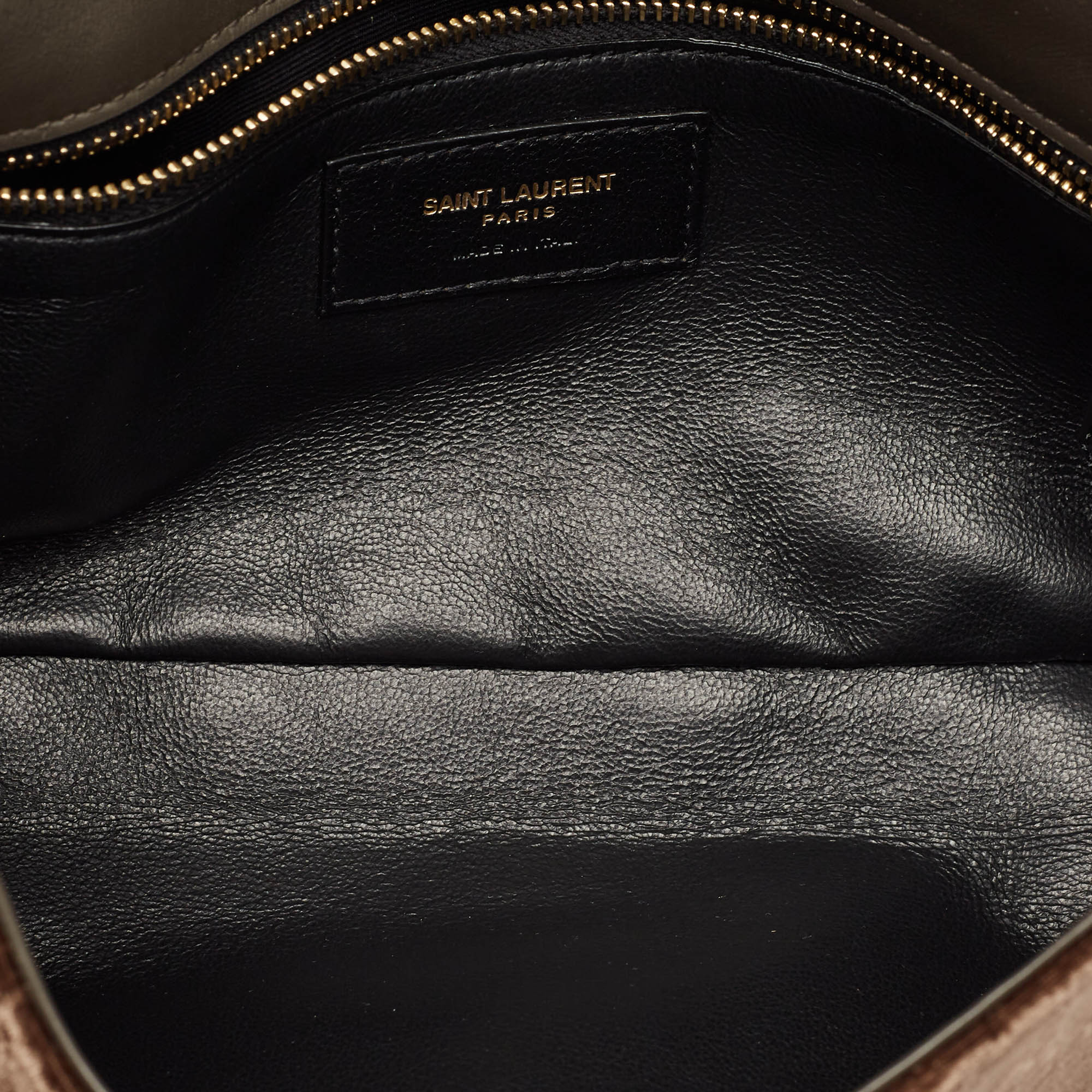 Saint Laurent Brown Crinkled Velvet Kate 99 Wallet On Chain 