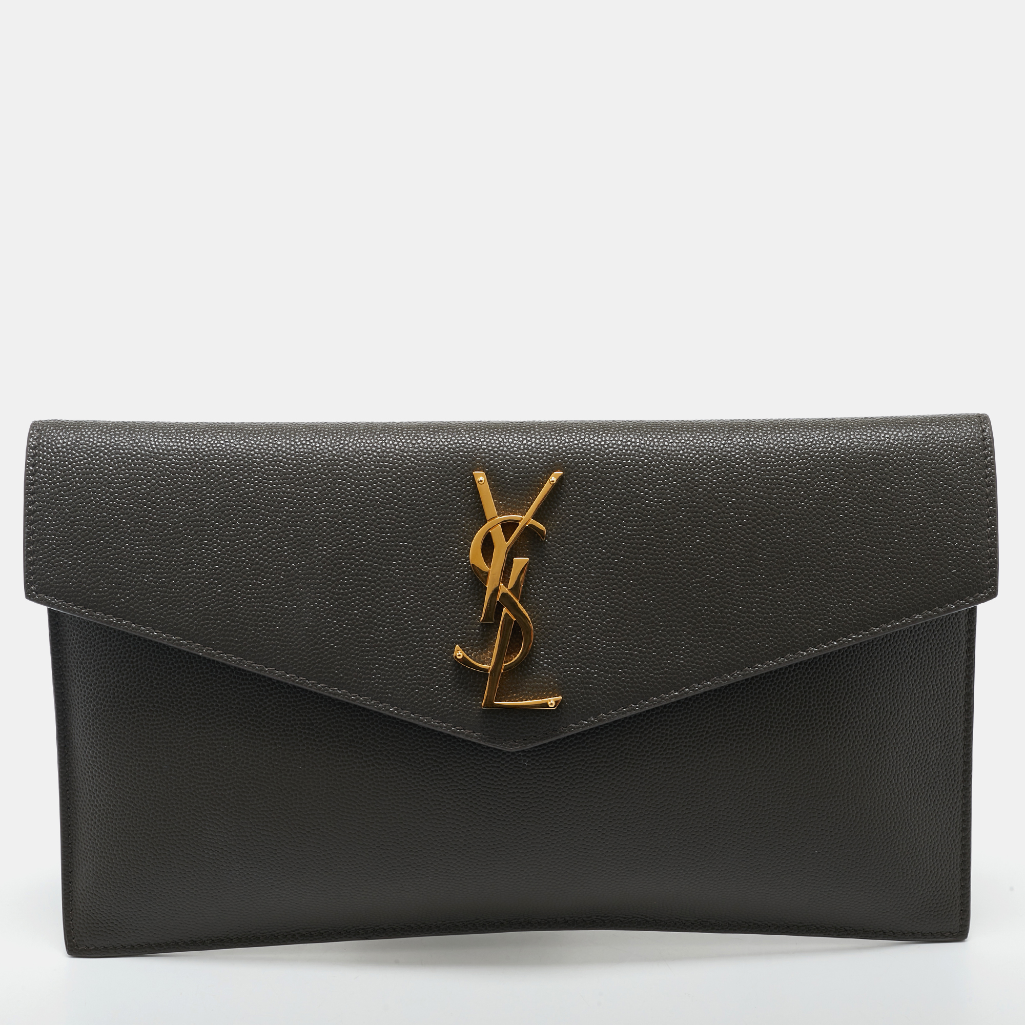 

Saint Laurent Grey Leather Uptown Clutch