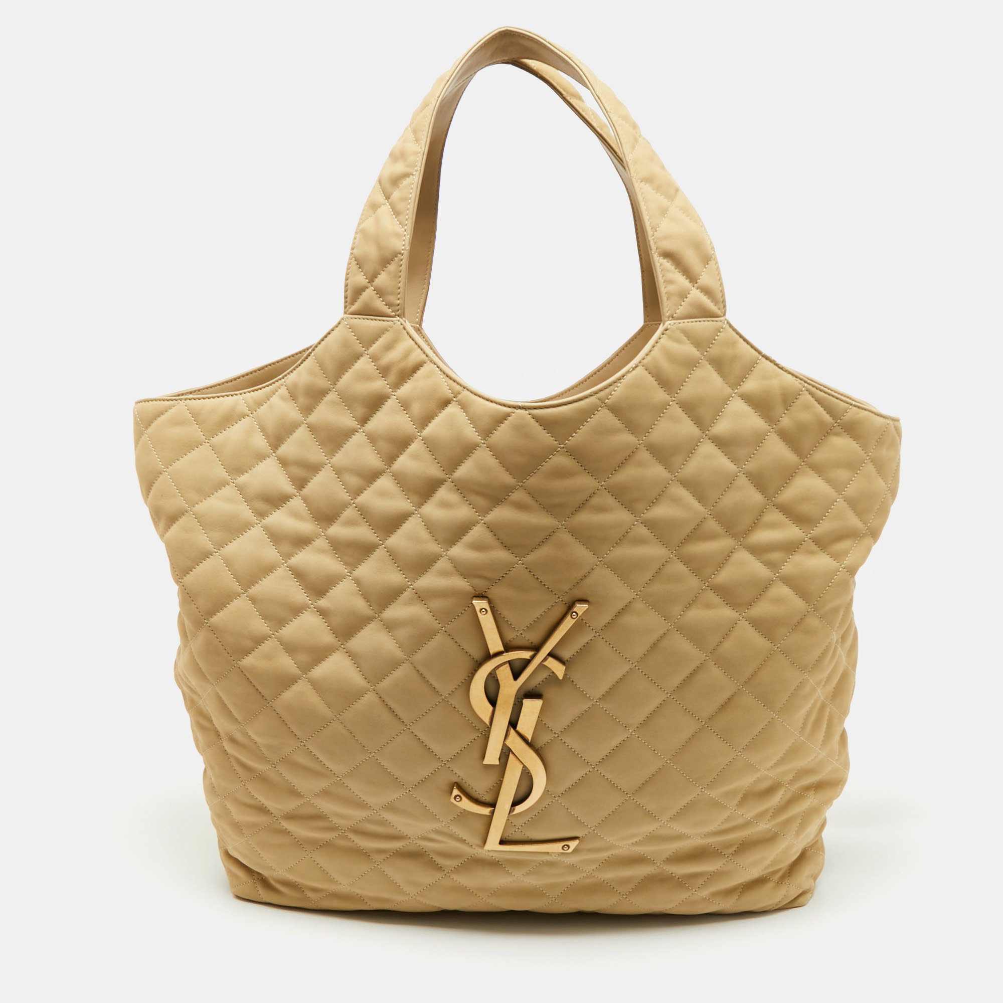 

Saint Laurent Beige Quilted Nubuck Maxi Icare Shopping Tote
