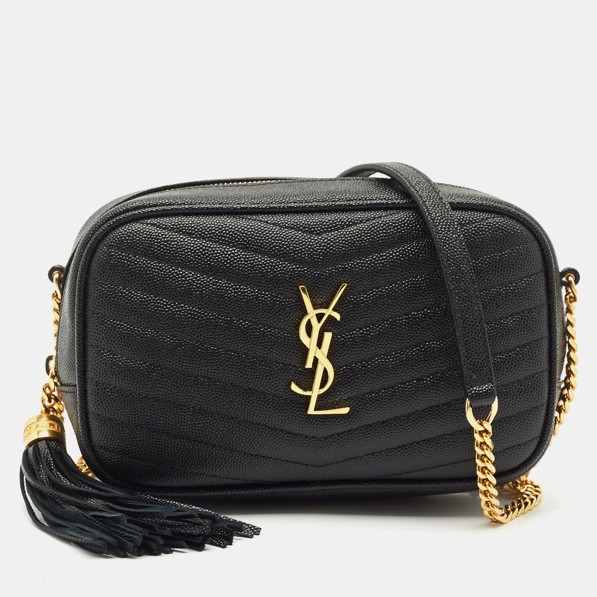 

Saint Laurent Black Matelassé Leather Mini Lou Camera Bag