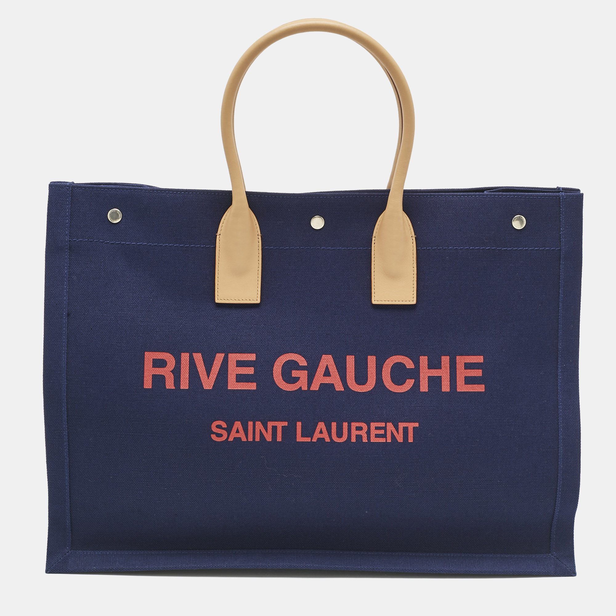 

Saint Laurent Navy Blue Canvas  Rive Gauche Tote