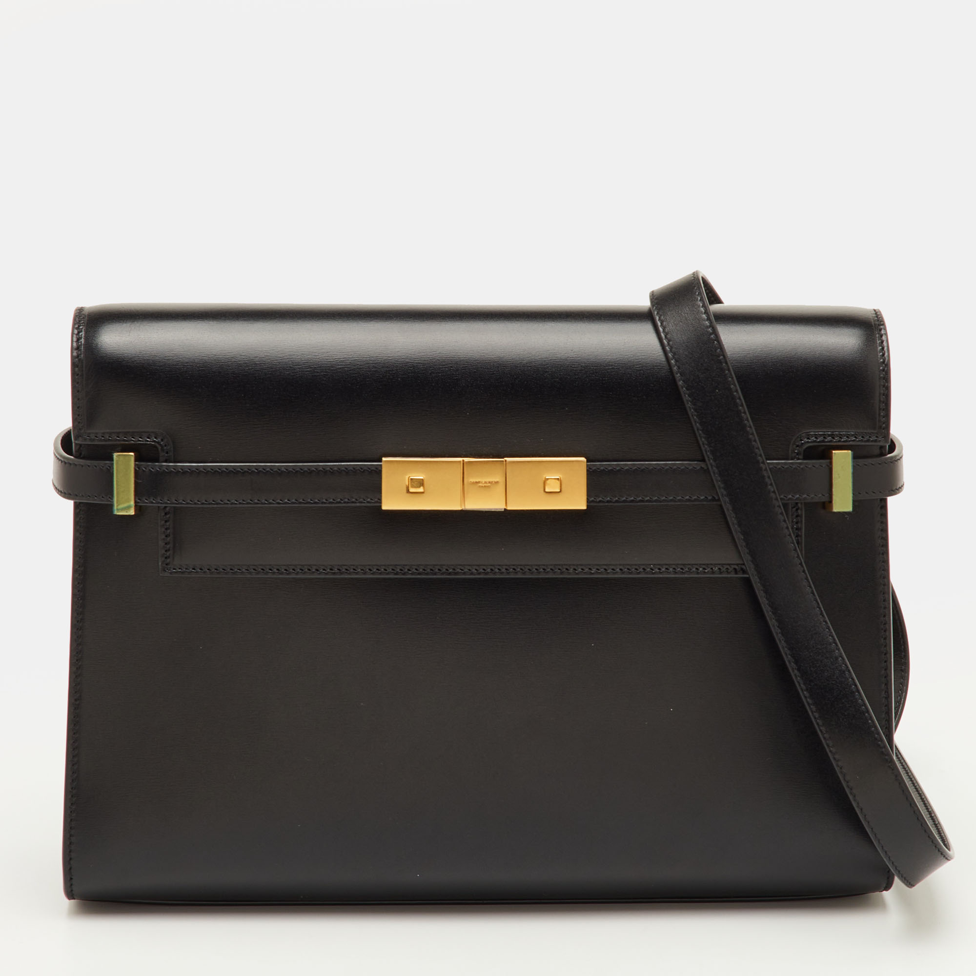 

Saint Laurent Manhattan Medium Black Leather Shoulder Bag