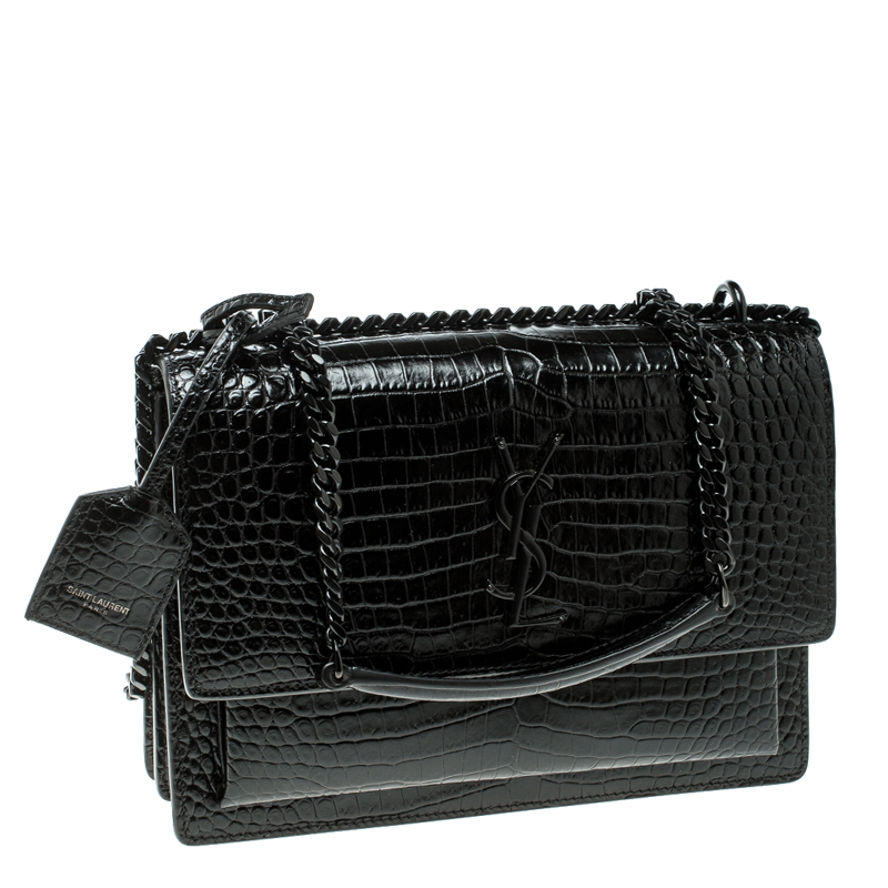 ysl sunset black croc