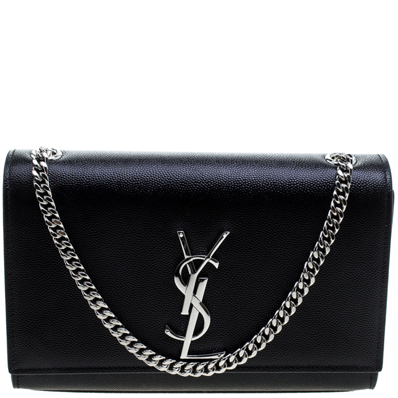 Saint Laurent Black Monogram Leather Small Kate Shoulder Bag