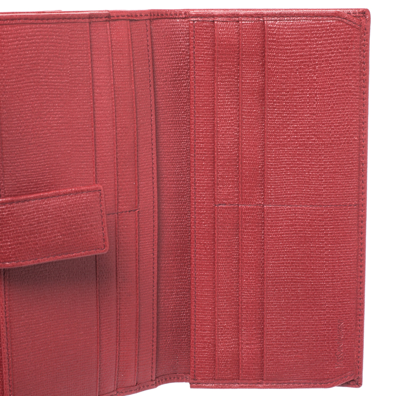 

Saint Laurent Paris Red Leather Y-Ligne Flap Wallet