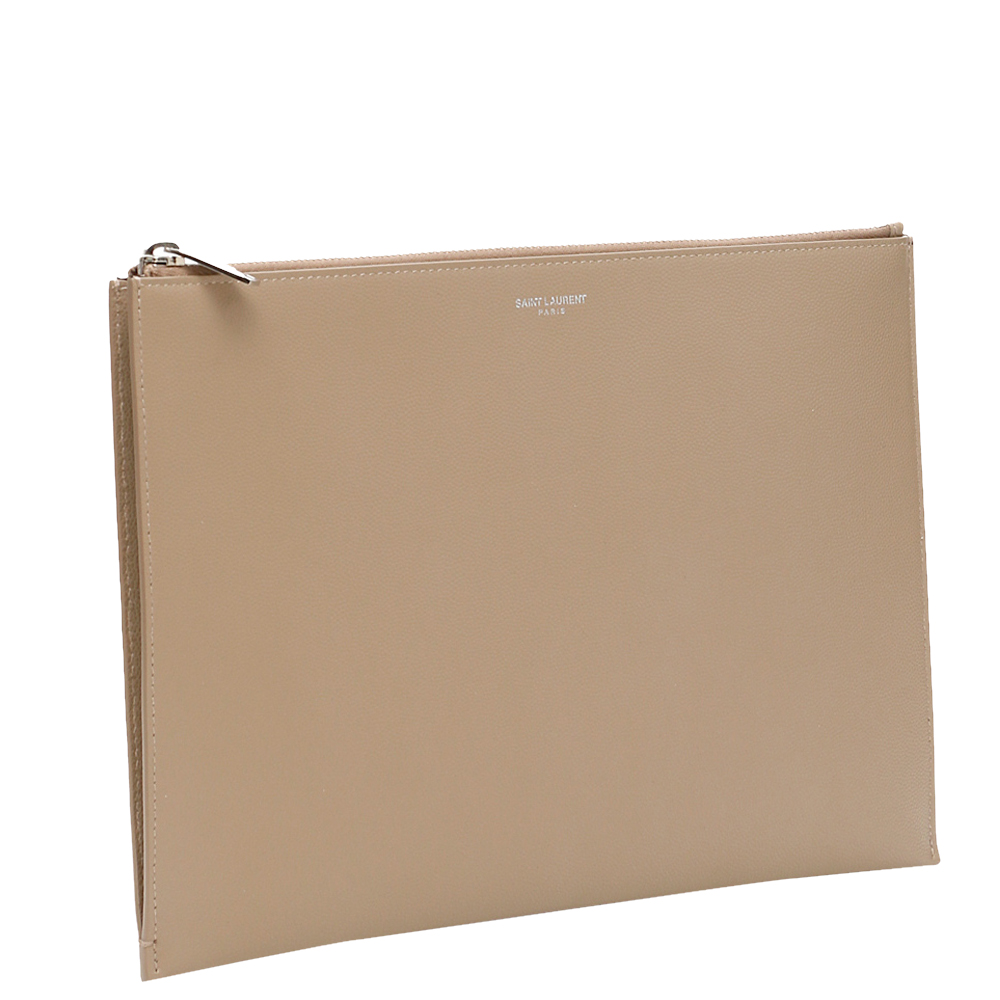 

Saint Laurent Beige Leather Clutch Bag