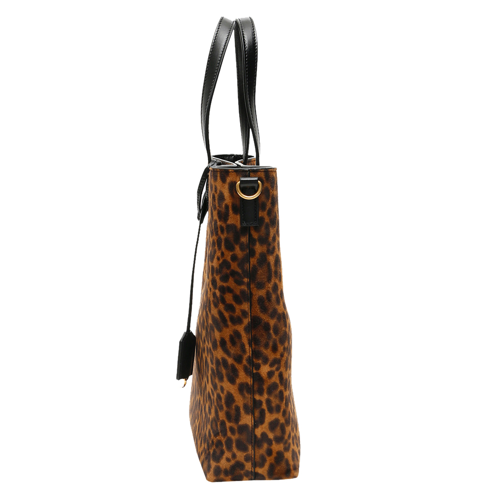 

Saint Laurent Multicolor Leopard Print North/South Toy Shopping Bag