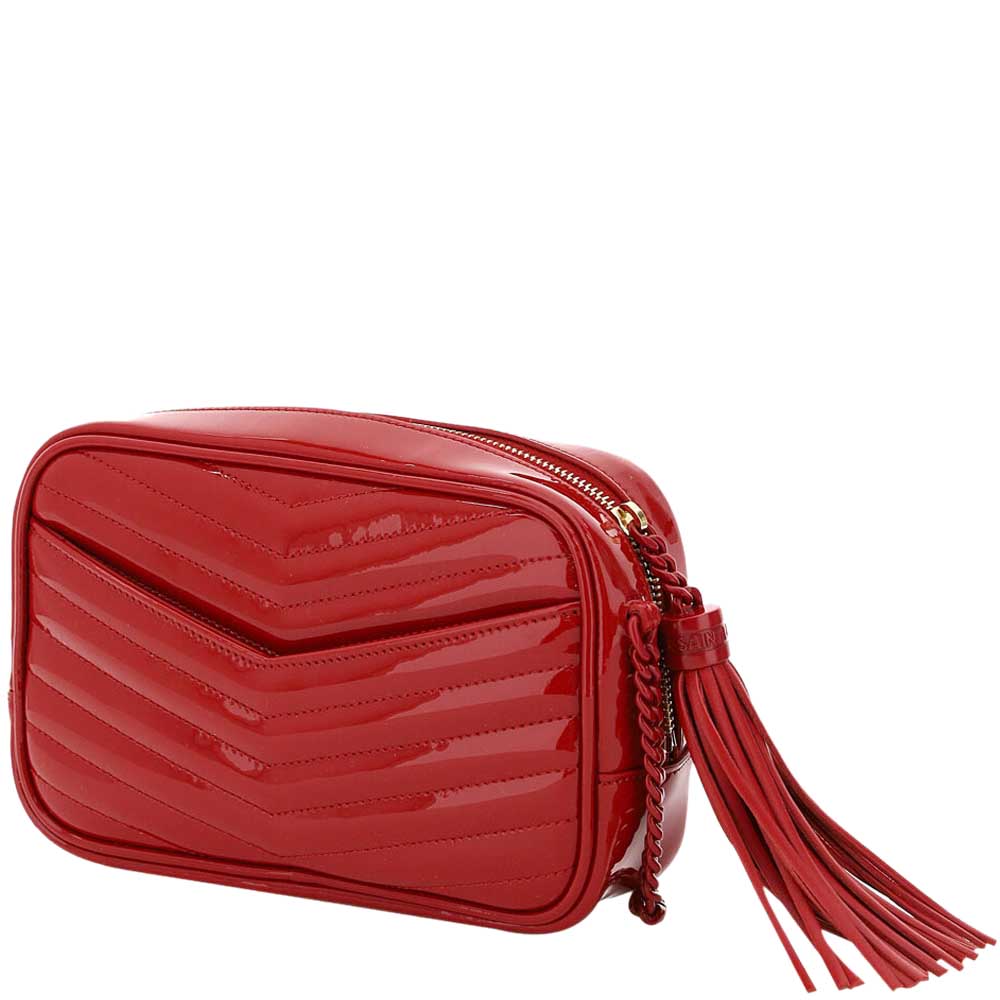 

Saint Laurent Red Patent Leather Lou Chain Mini Bag