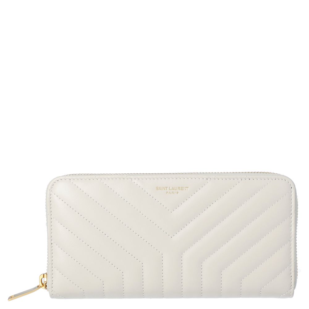 

Saint Laurent Paris White Matelassé Leather continental wallet