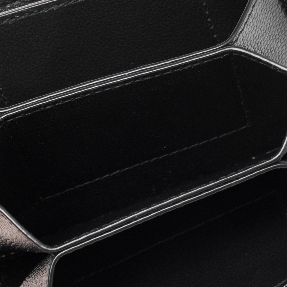 

Saint Laurent Black Matelassé Leather Monogram Card Holder