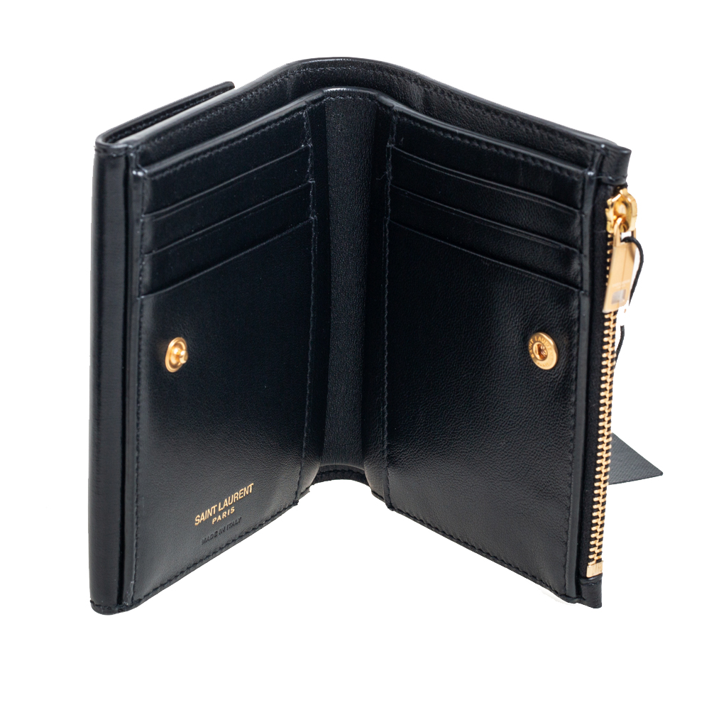 

Saint Laurent Black Leather Uptown Compact Wallet