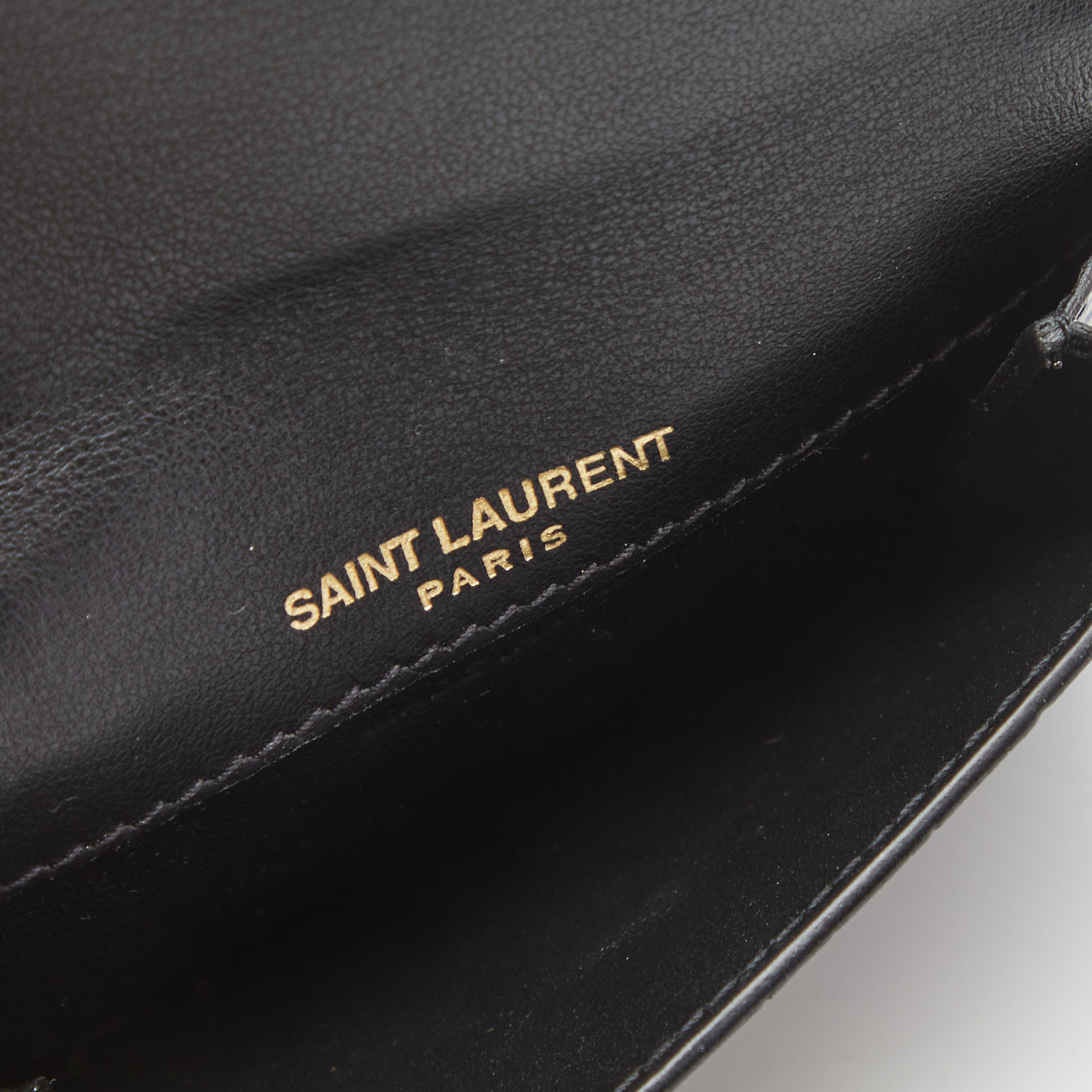 

Saint Laurent Black Croc Embossed Leather Uptown Card Holder