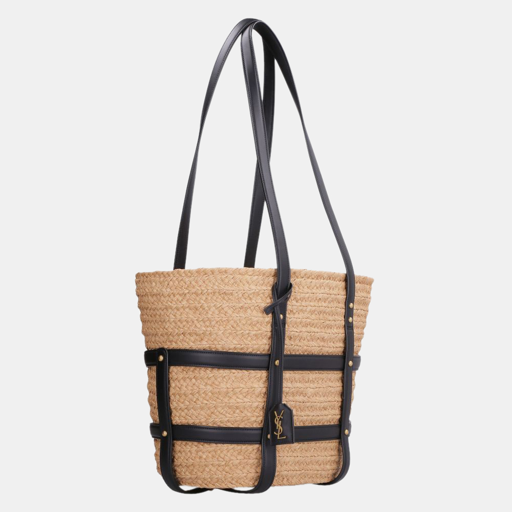 

Saint Laurent Beige Panier 2021 Natural Raffia Tote Bag