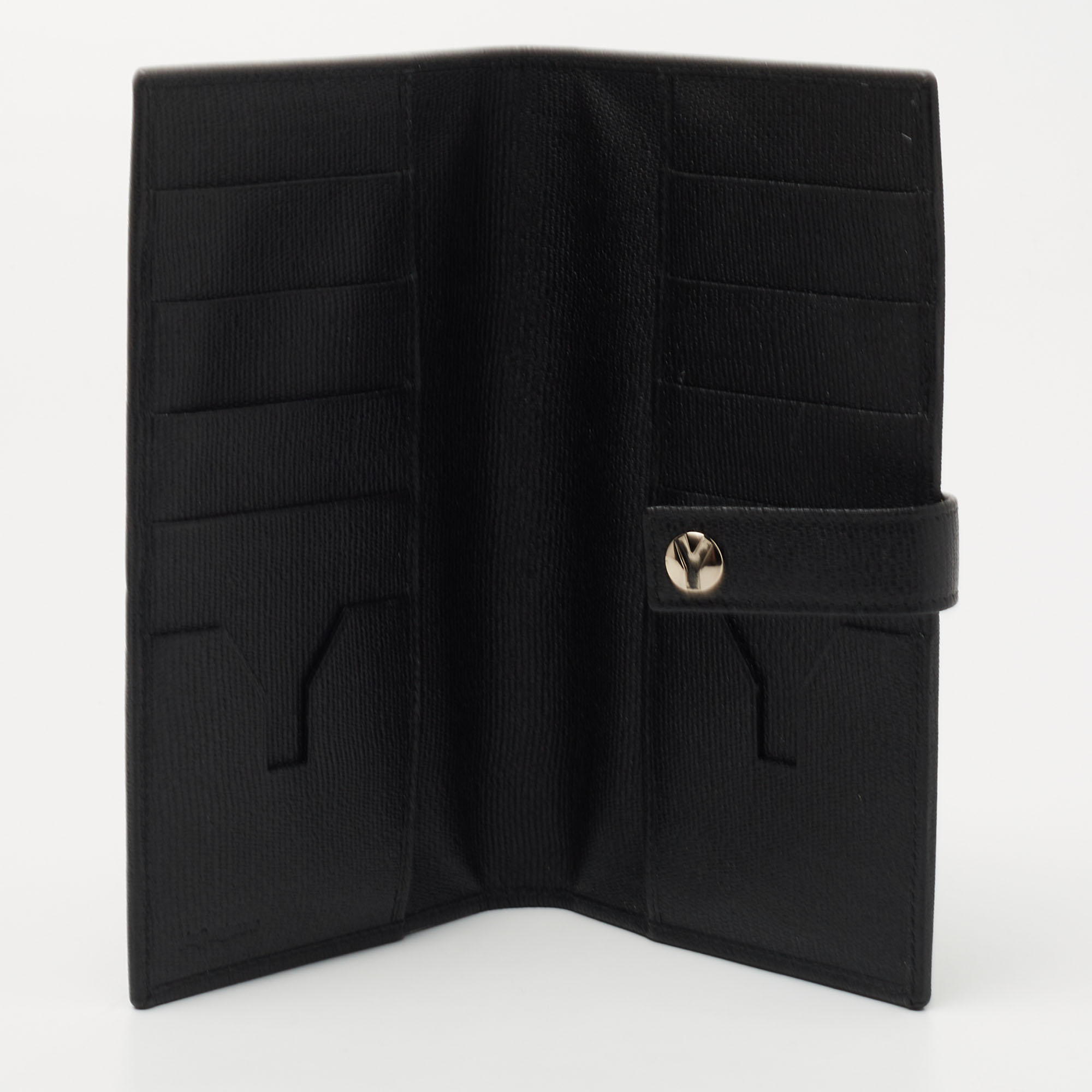 

Saint Laurent Black Leather Flap Bifold Long Wallet