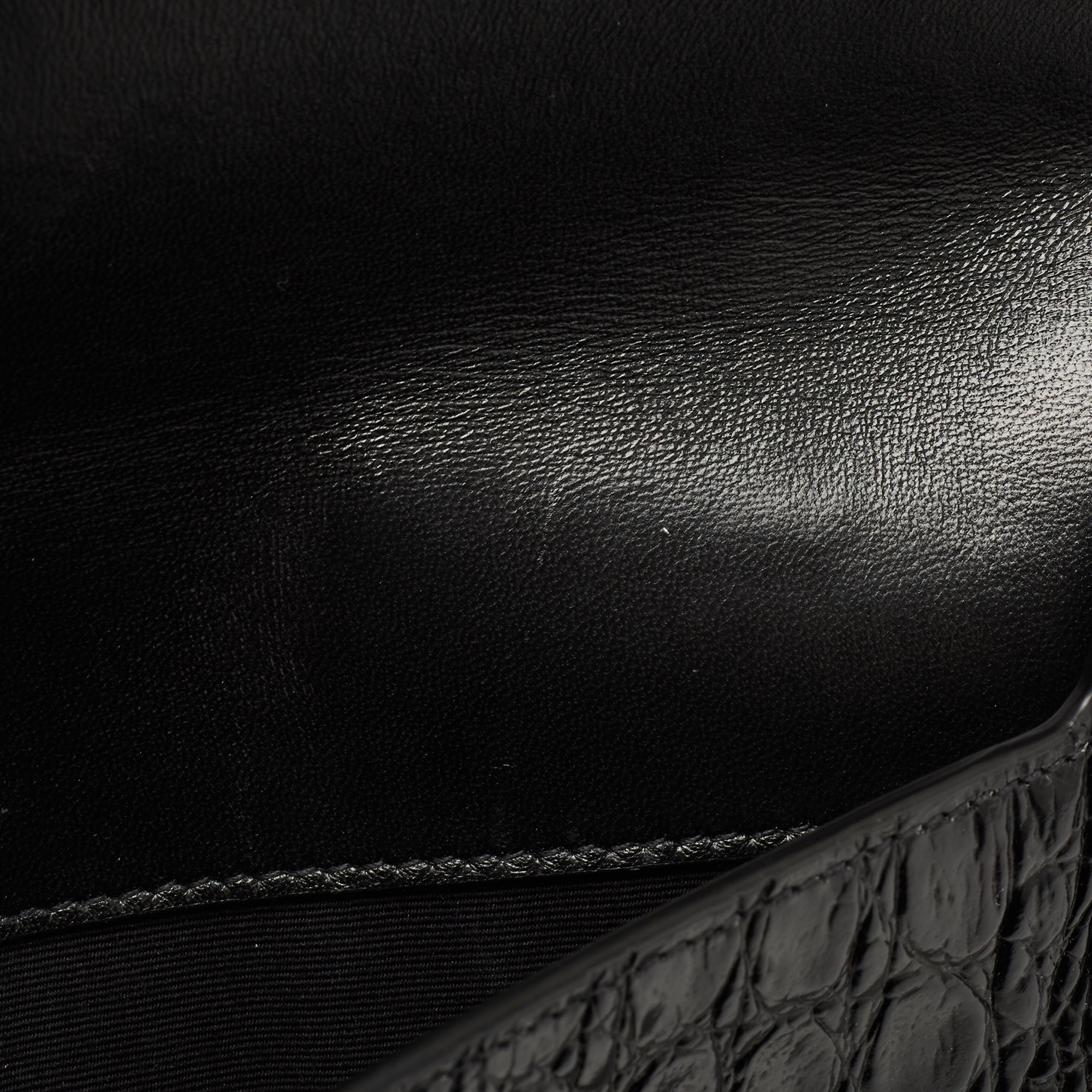 

Saint Laurent Black Croc Embossed Leather Uptown Clutch