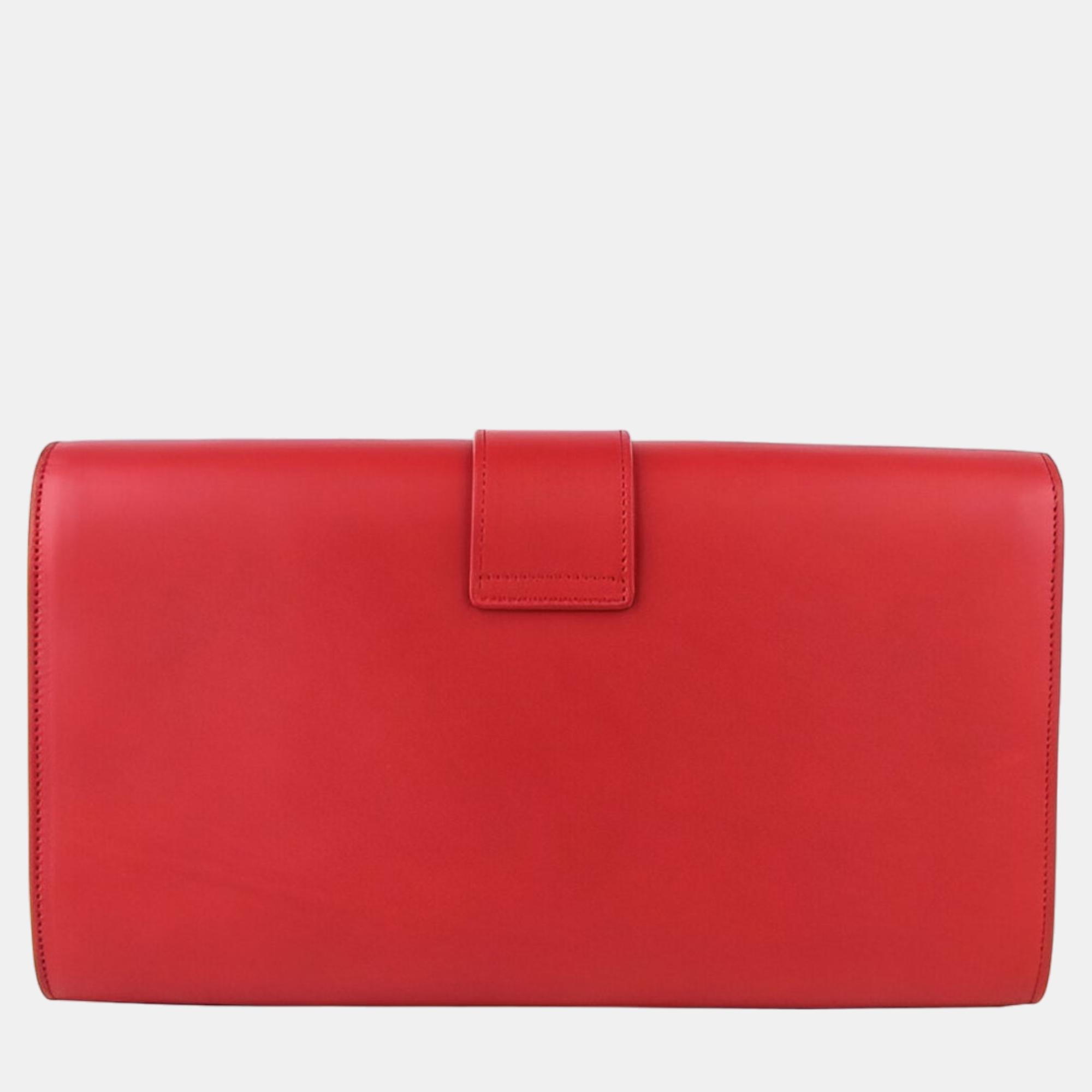 

Saint Laurent Red Leather Clutch