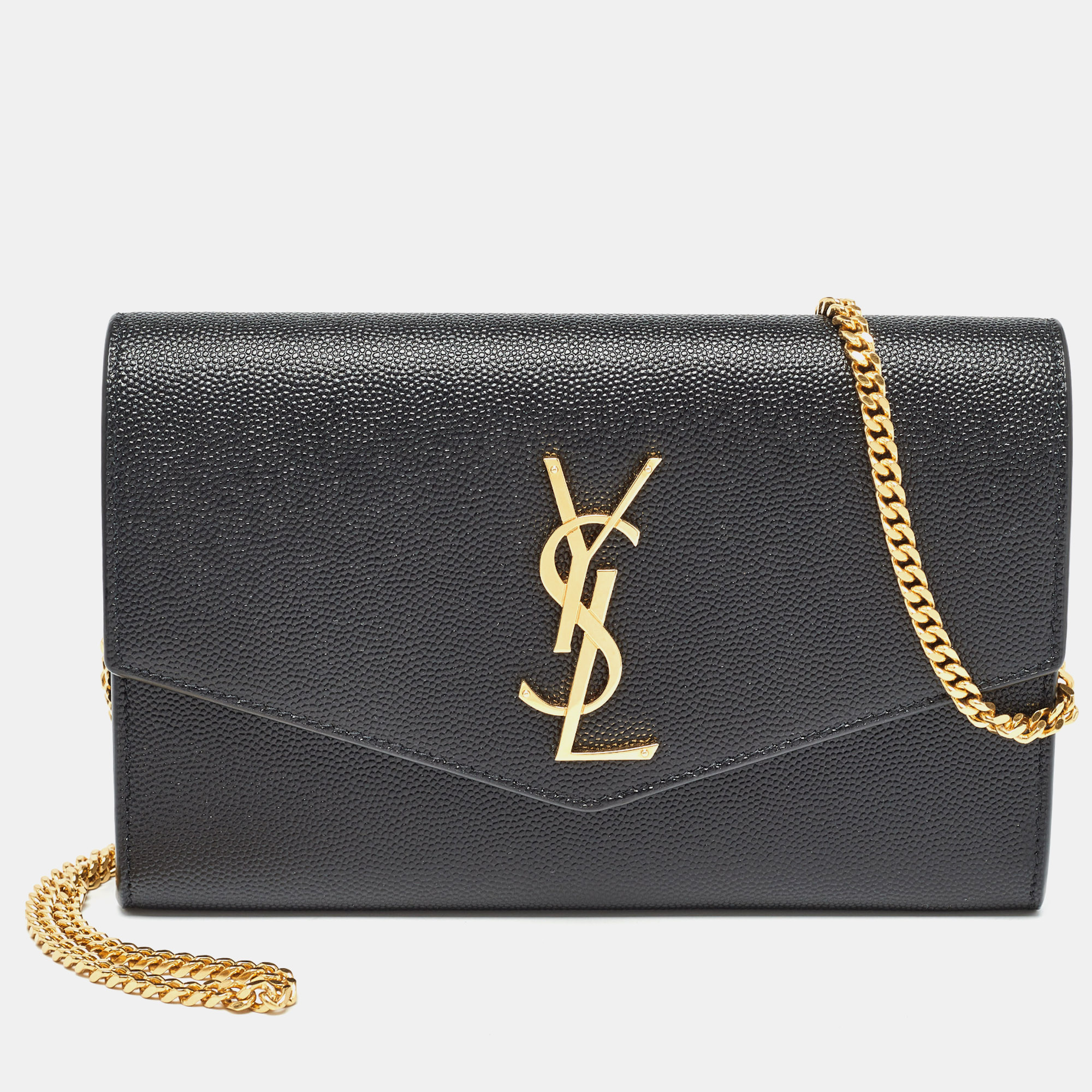 

Saint Laurent Black Leather Uptown Wallet on Chain