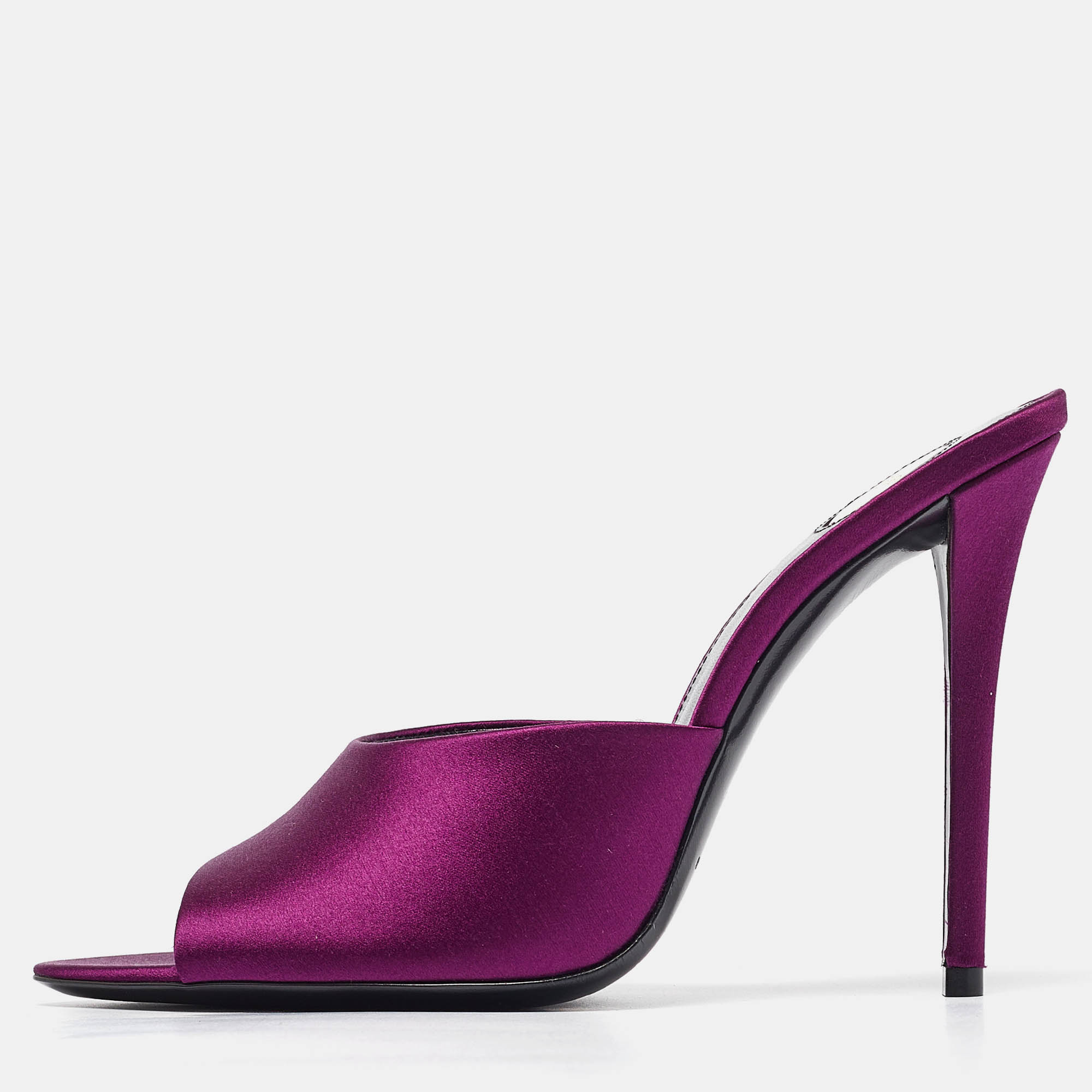 

Saint Laurent Purple Satin Slide Sandals Size